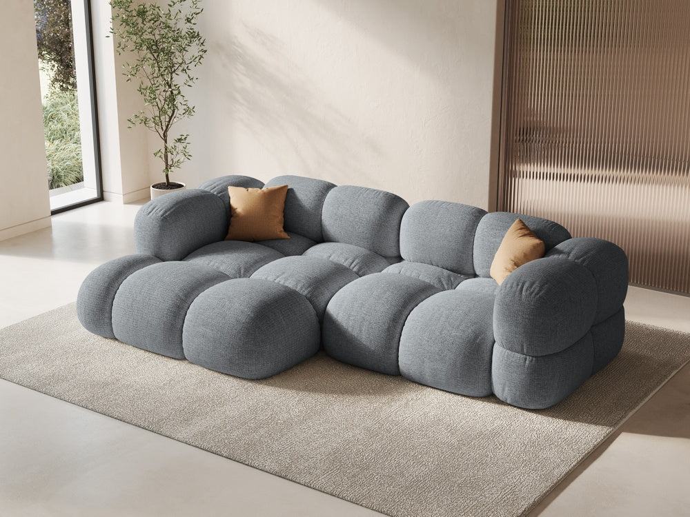 3-sitziger linker Ecksofa LORETTO grau-blau