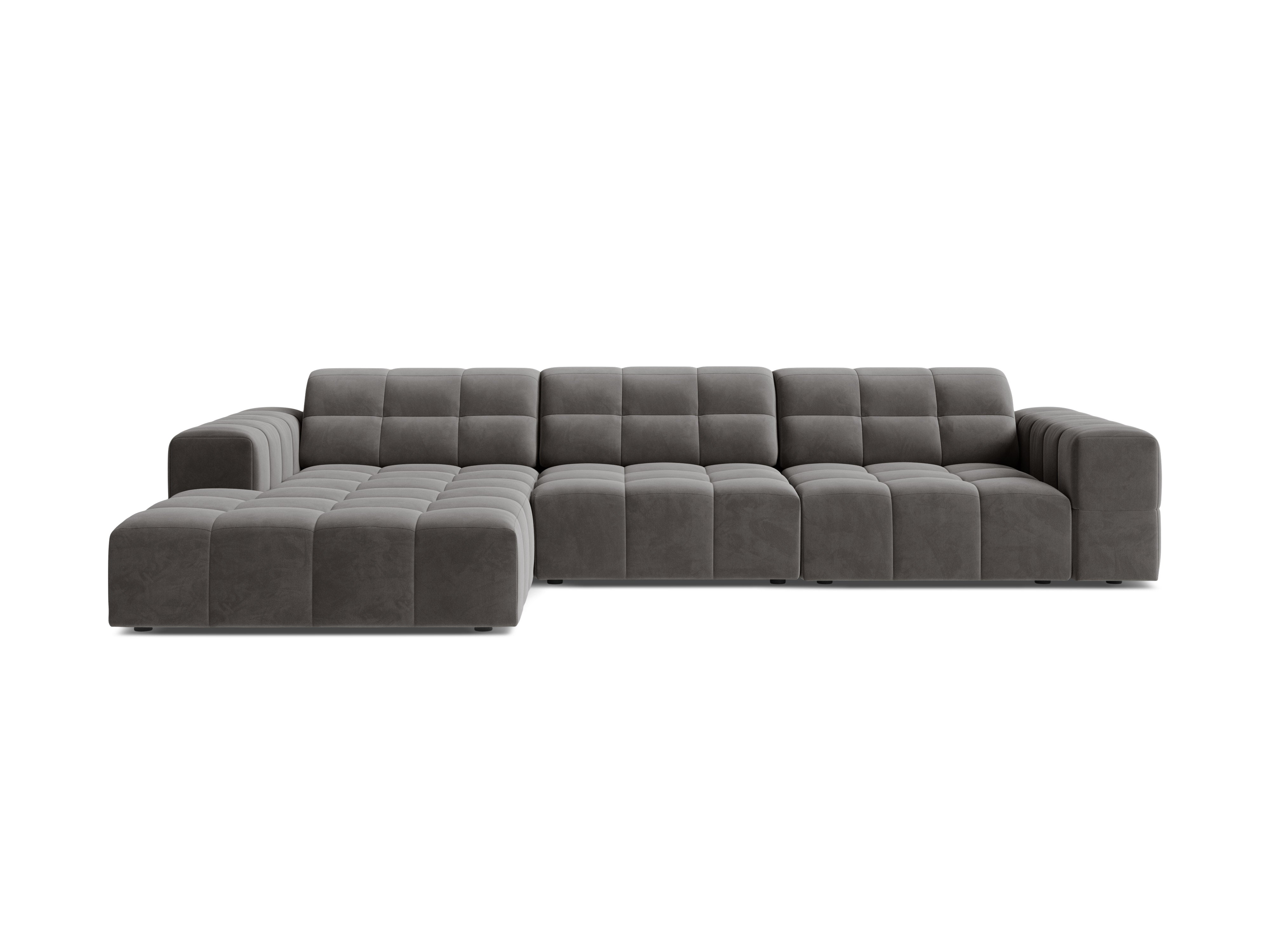 Linkshänder Samt 4-Sitzer Chicago Grey Ecke