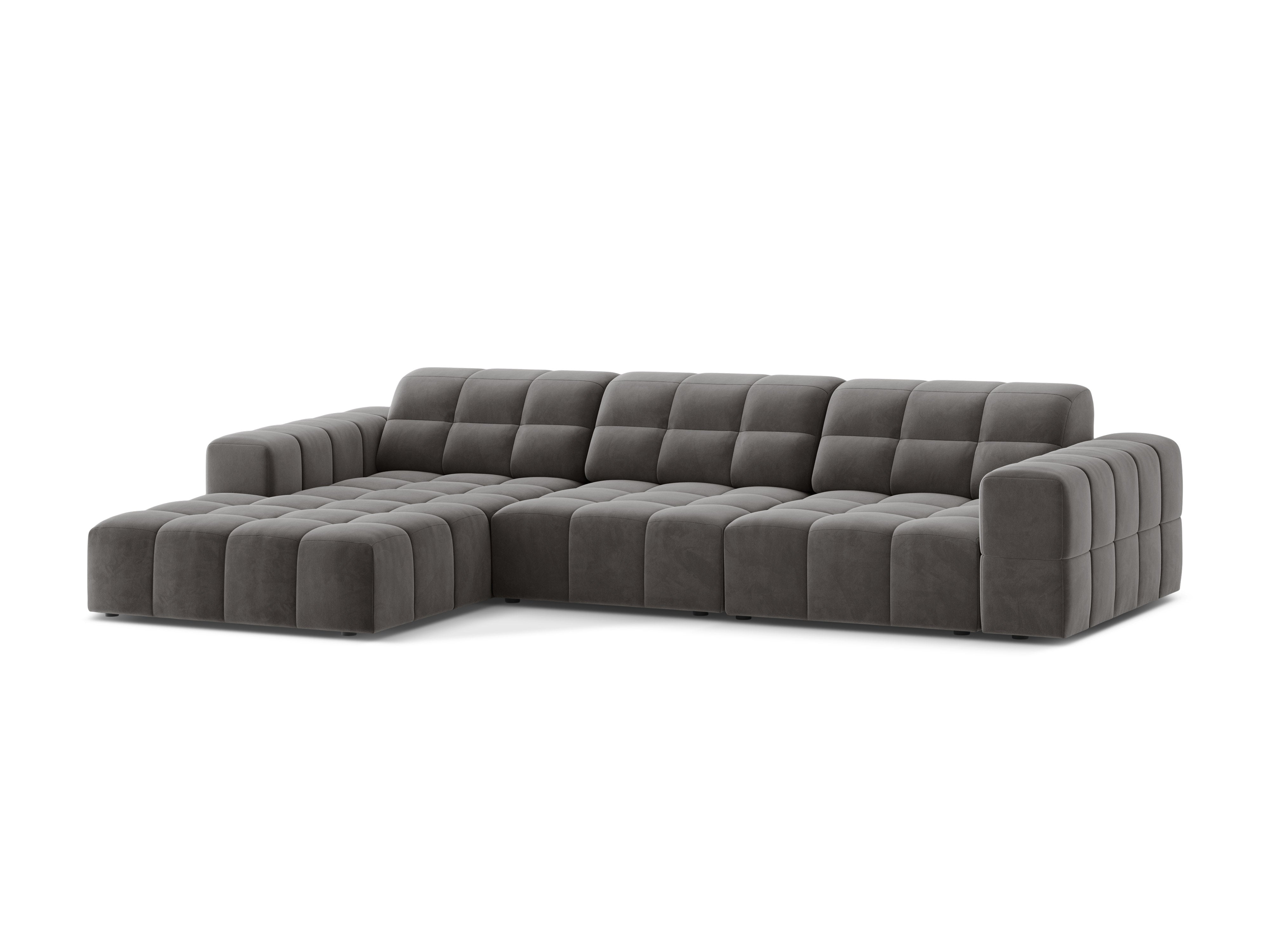 Linkshänder Samt 4-Sitzer Chicago Grey Ecke