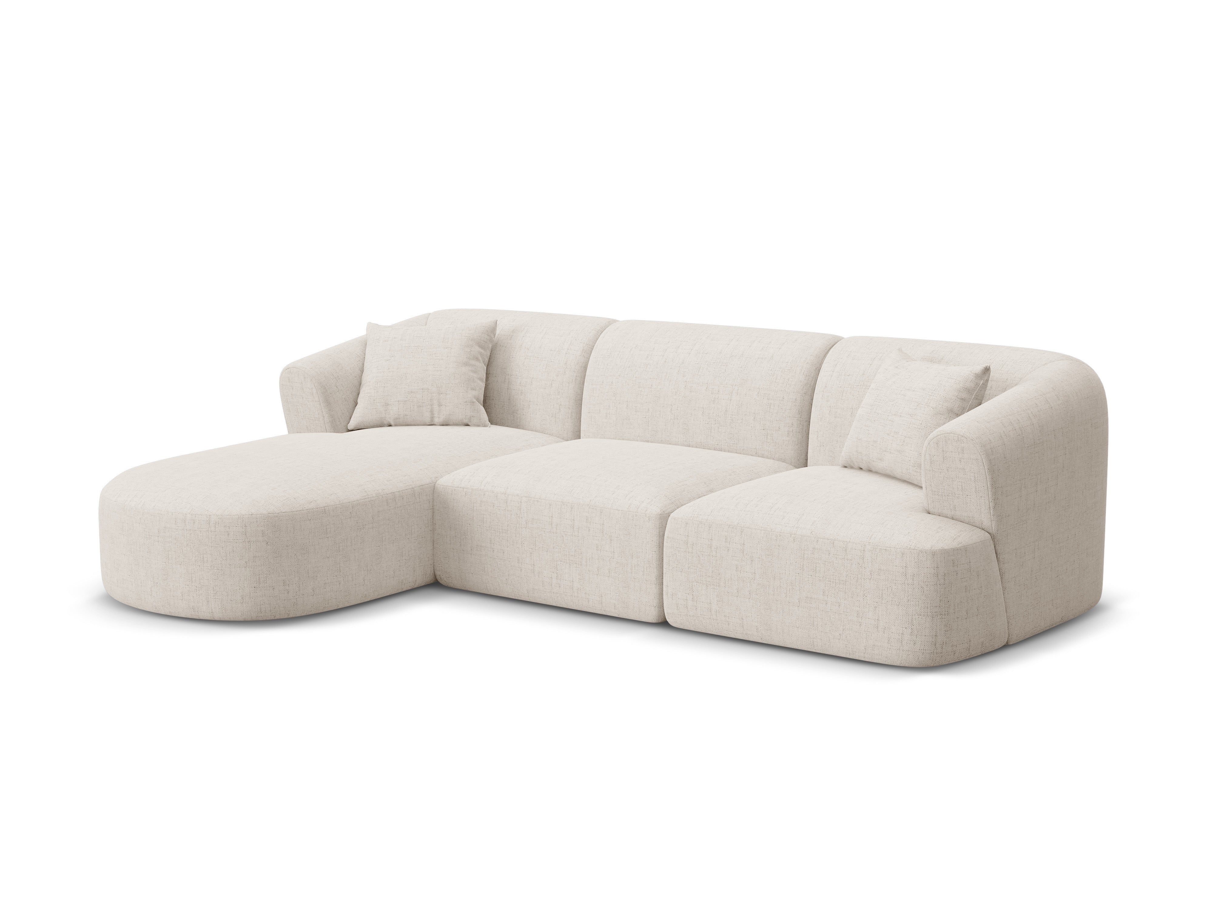 Linksseitiges 4-Sitzer-Sofa CAMPI in cremefarbenem Chenille