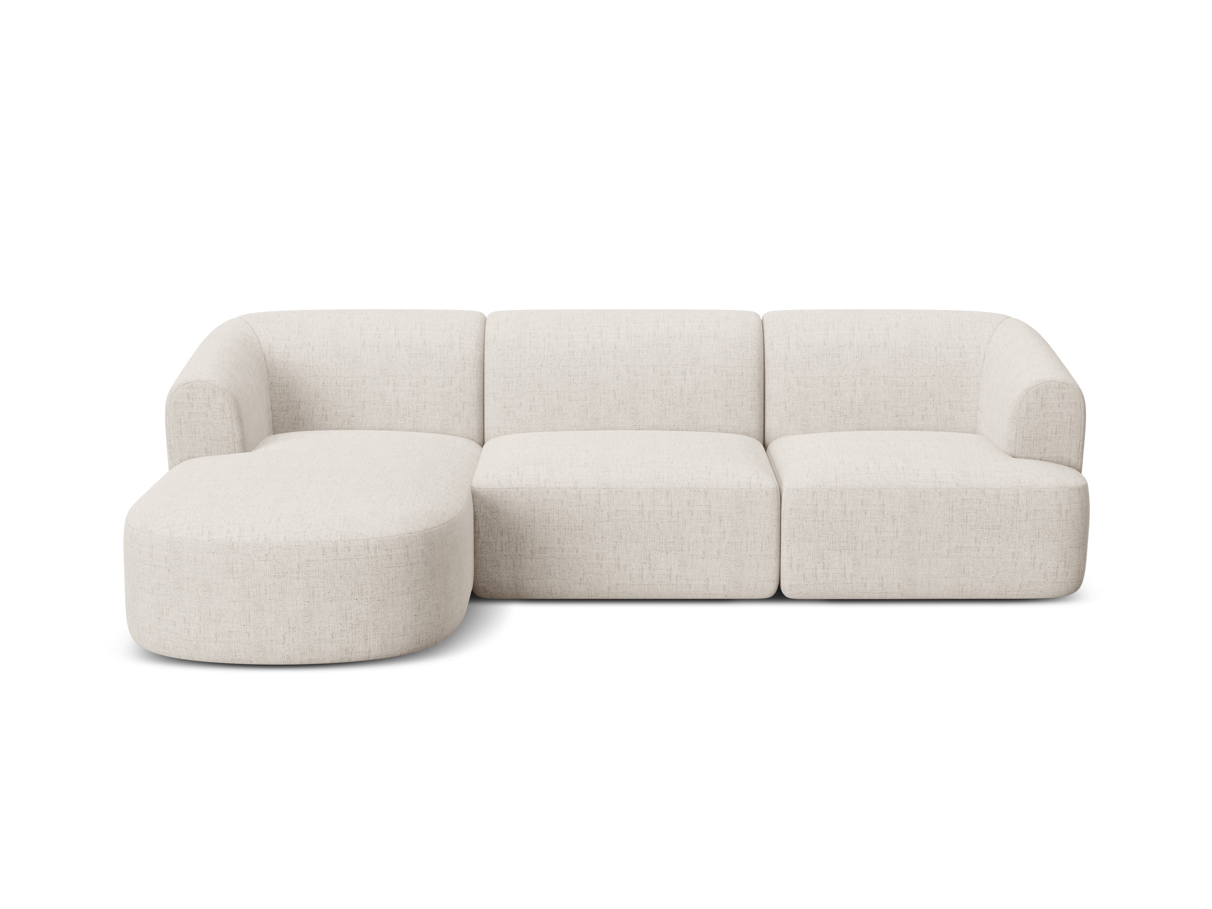 Linksseitiges 4-Sitzer-Sofa CAMPI in cremefarbenem Chenille