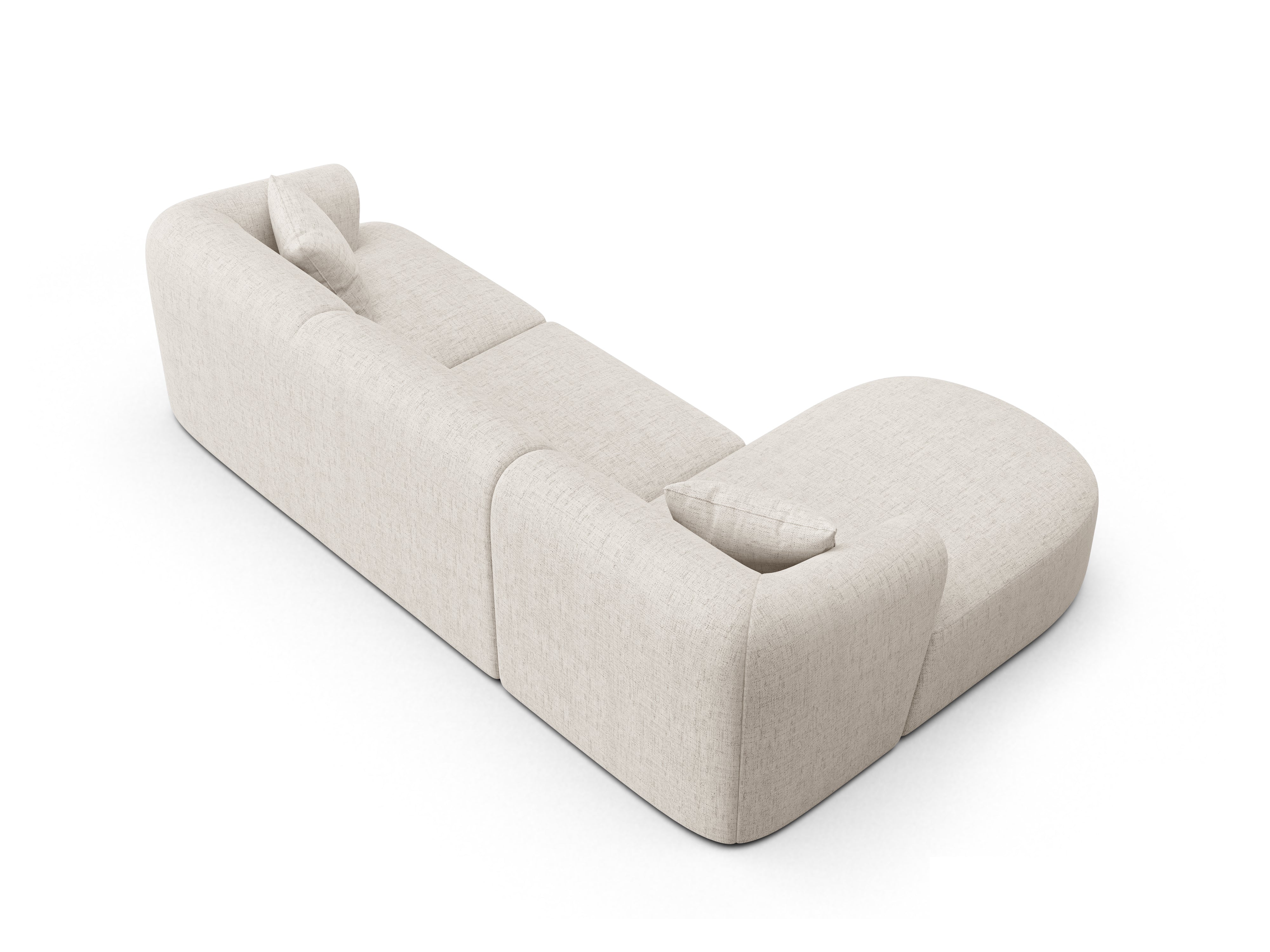 Linksseitiges 4-Sitzer-Sofa CAMPI in cremefarbenem Chenille
