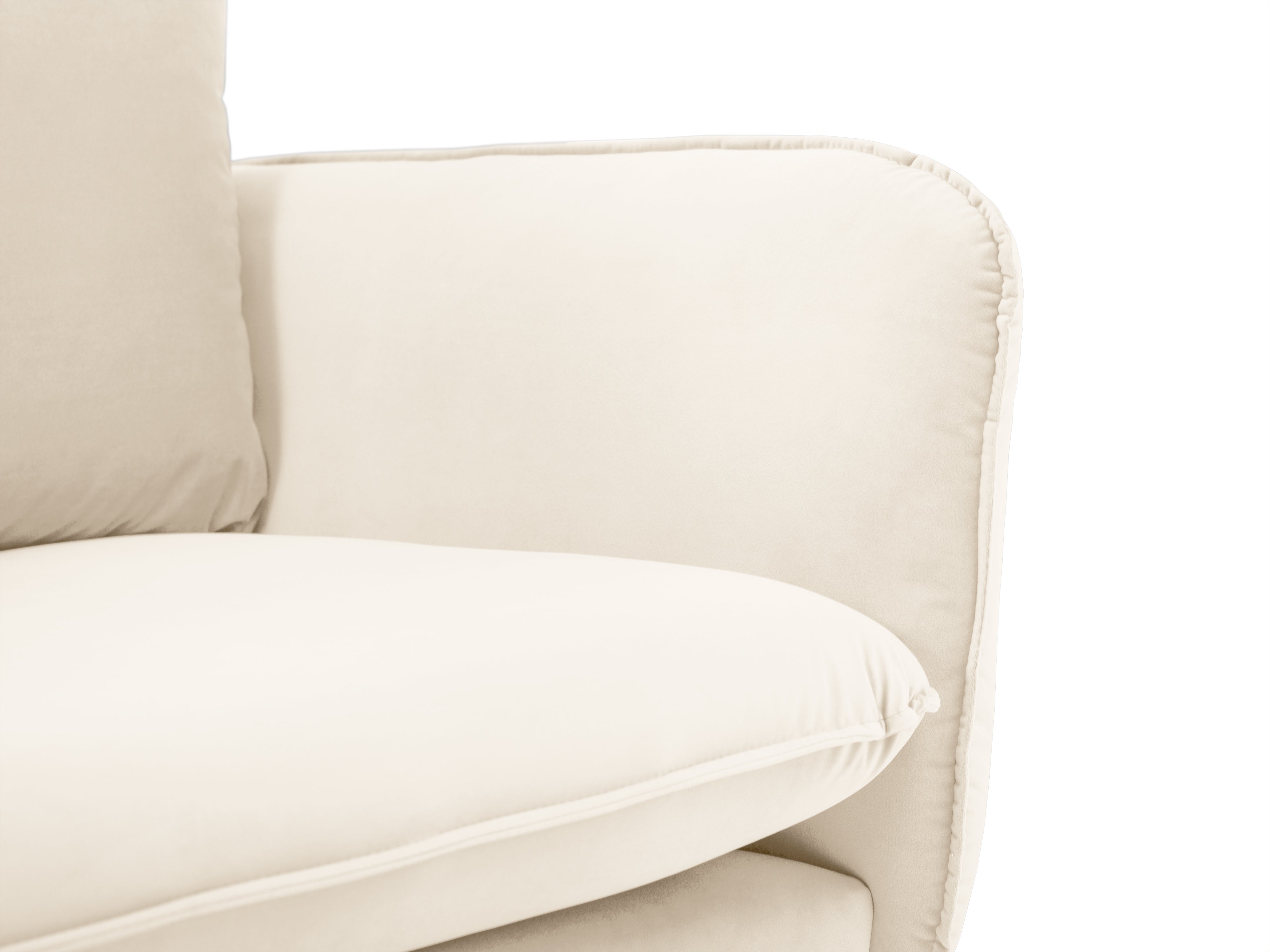 Samt-Ecksofa für 6 Personen links VIENNA beige mit goldenem Fuß