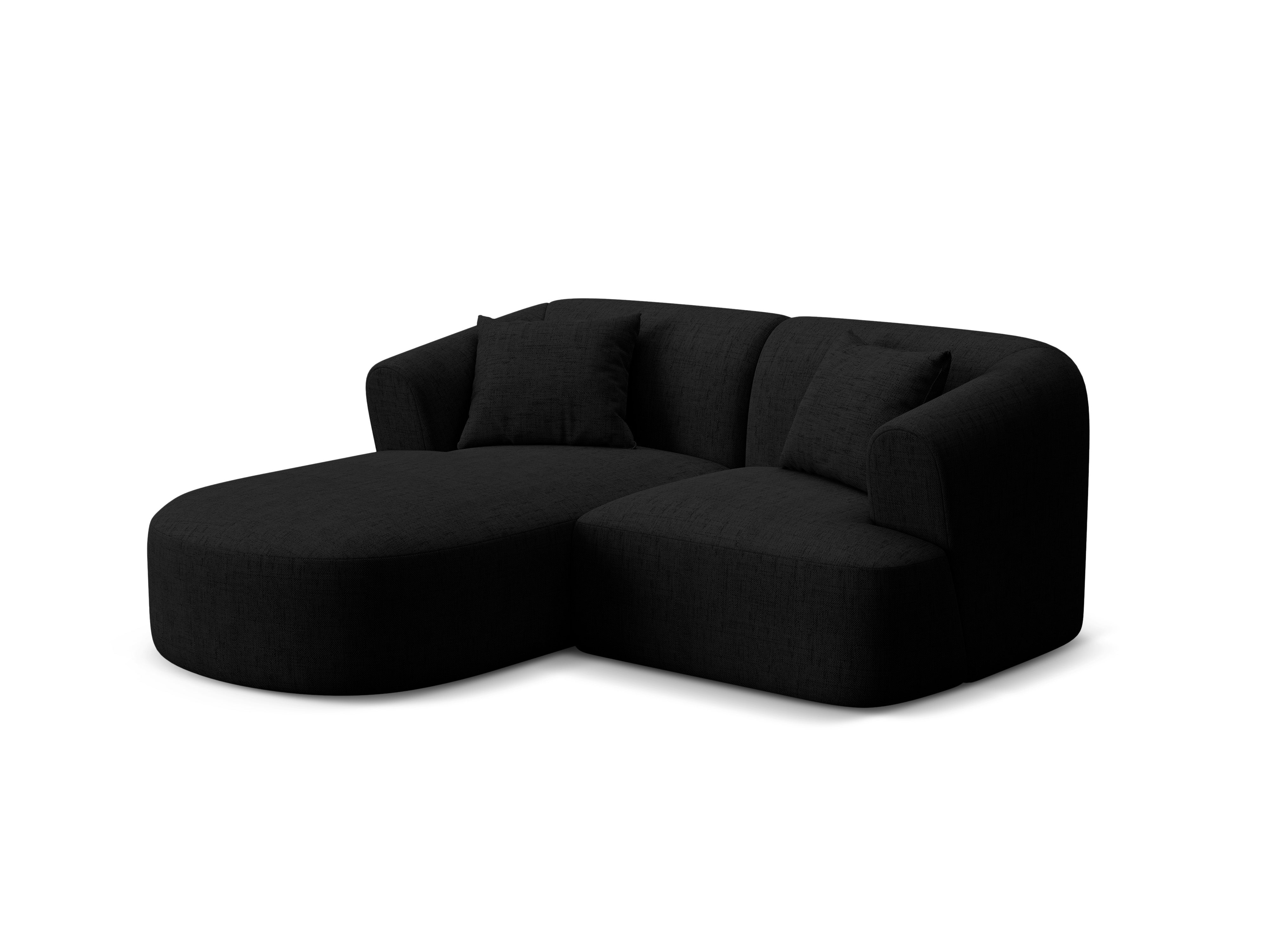 Linksseitiges 3-Sitzer-Sofa CAMPI schwarzer Chenille