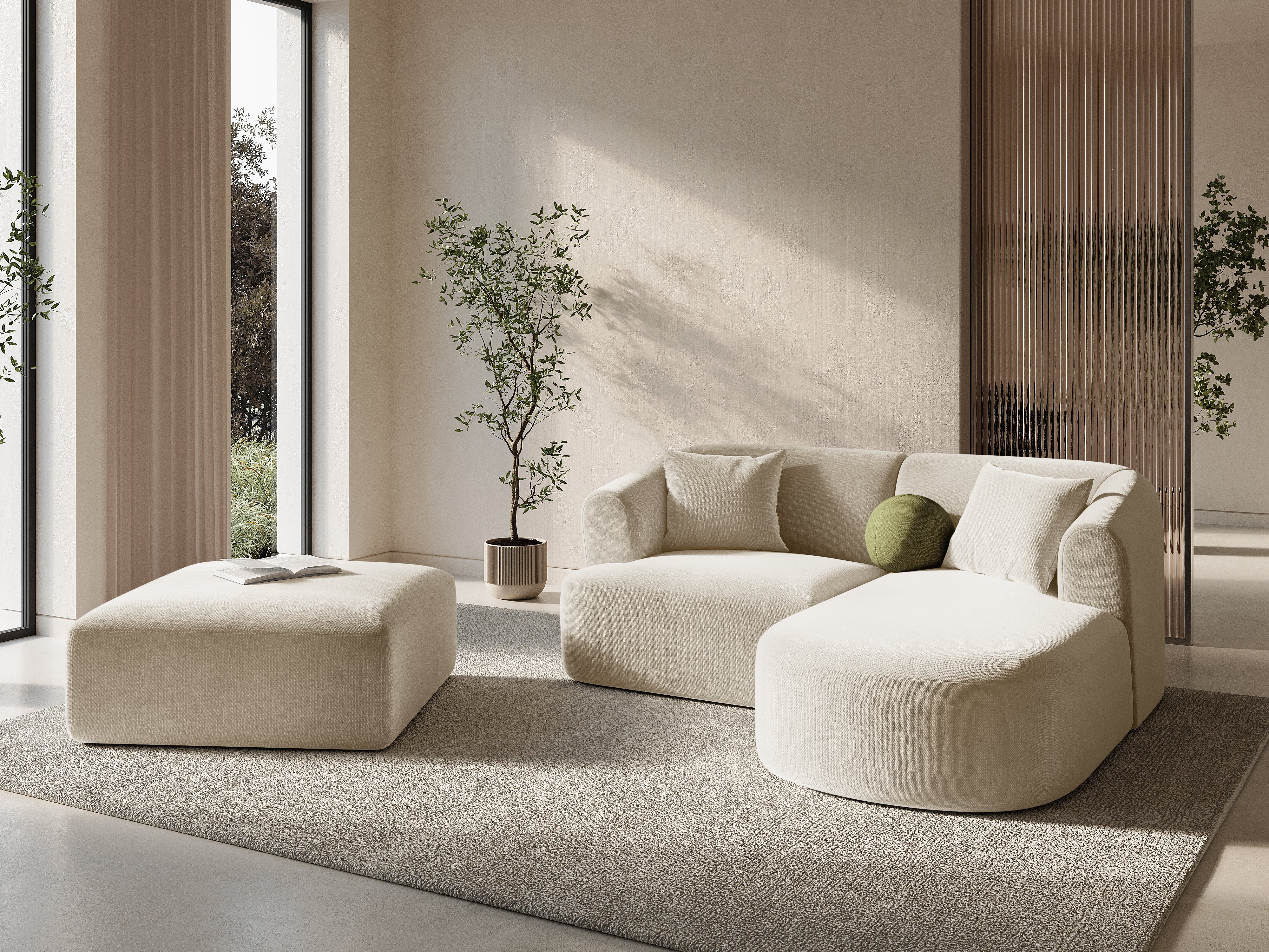 Samt Pouf CAMPI hellbeige