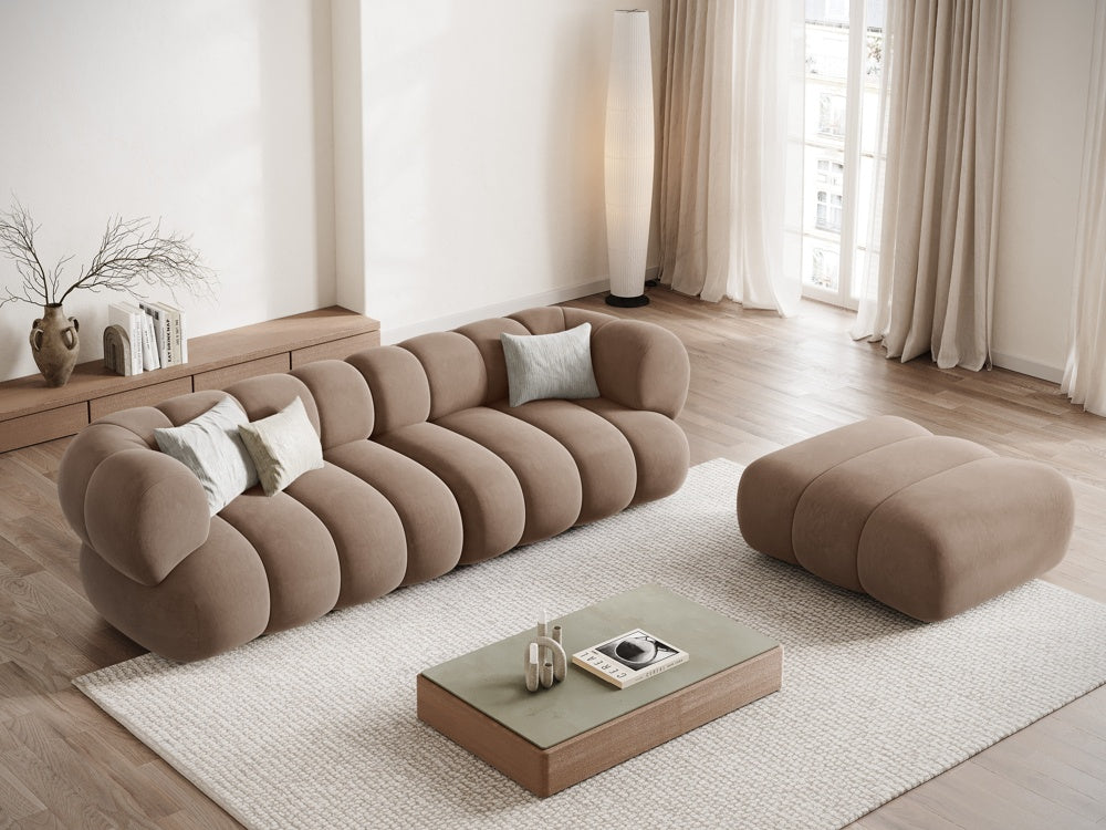 Samt Pouf KOGE dunkelbeige