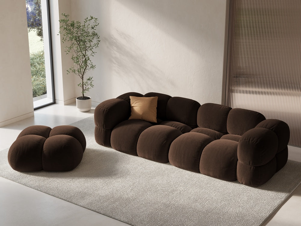 Samt Pouf LORETTO schokoladenbraun