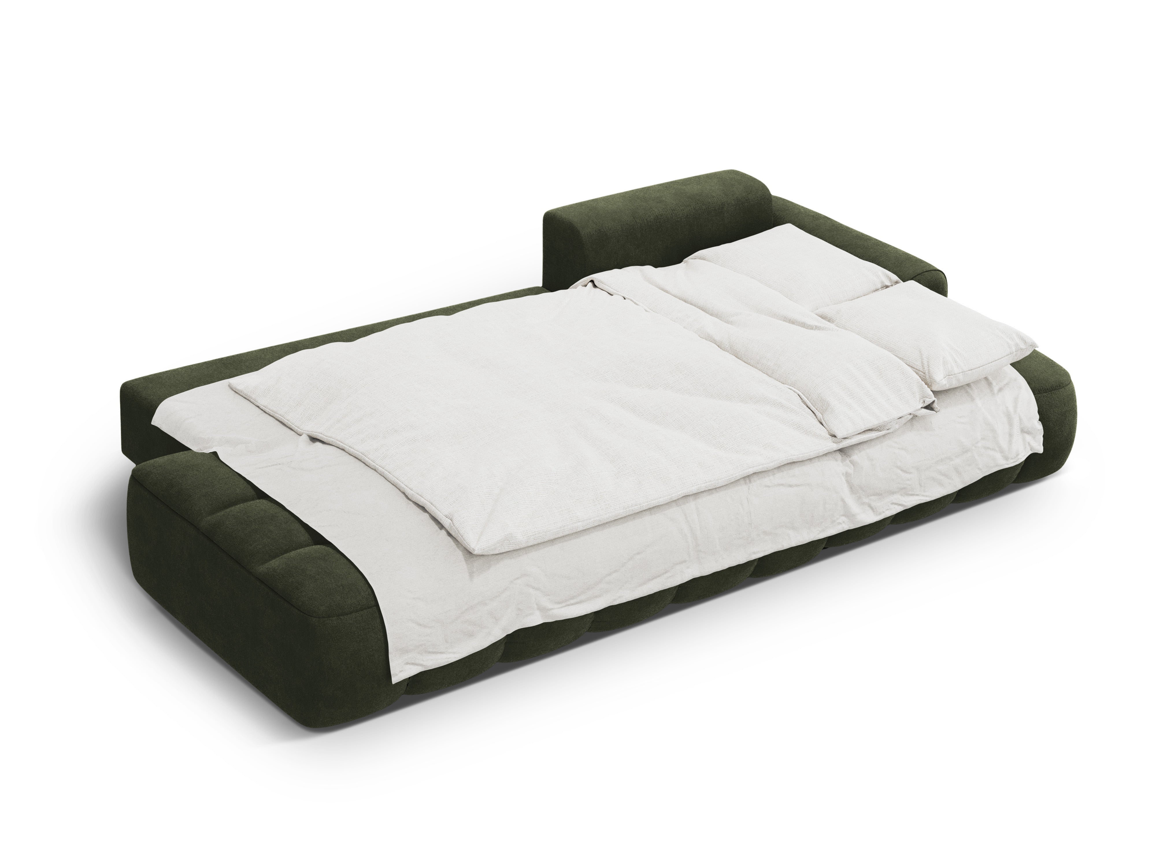 Right-facing velvet corner sofa bed for 3 people LINZ green