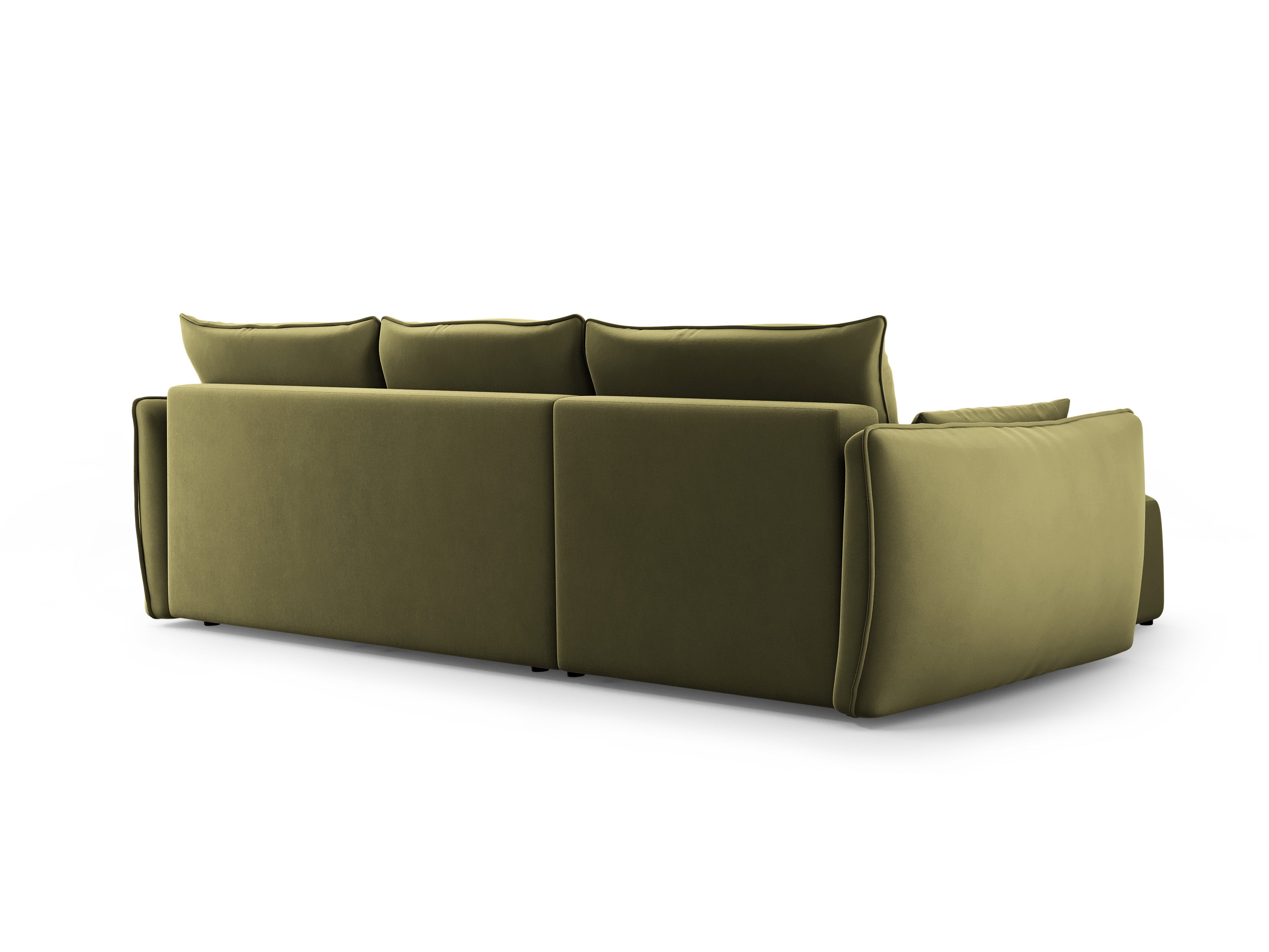 Rechtes Samt-Ecksofa mit Schlaffunktion MATERA oliv