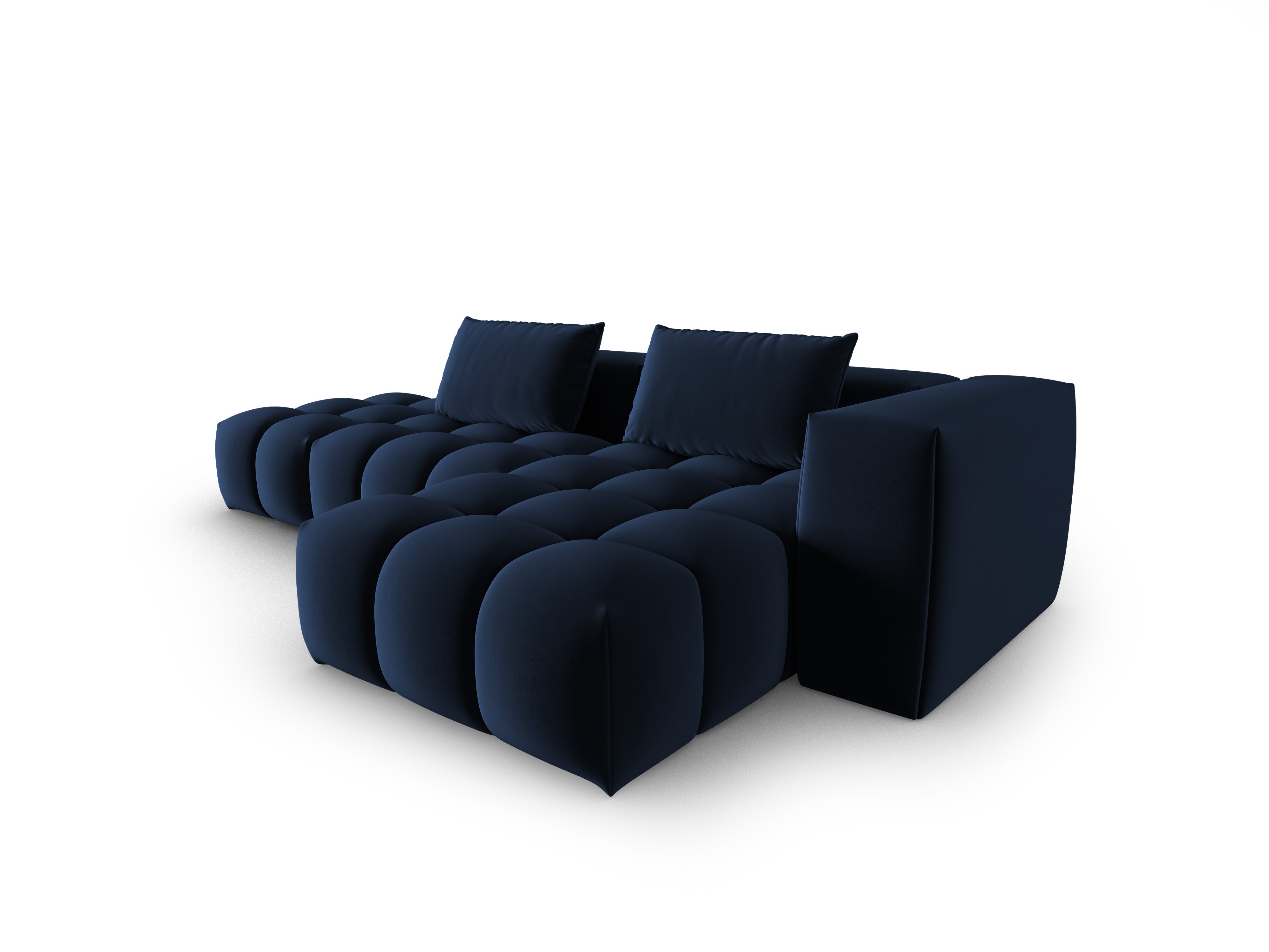 Open right-facing 4-seater velvet corner sofa VERONA royal blue