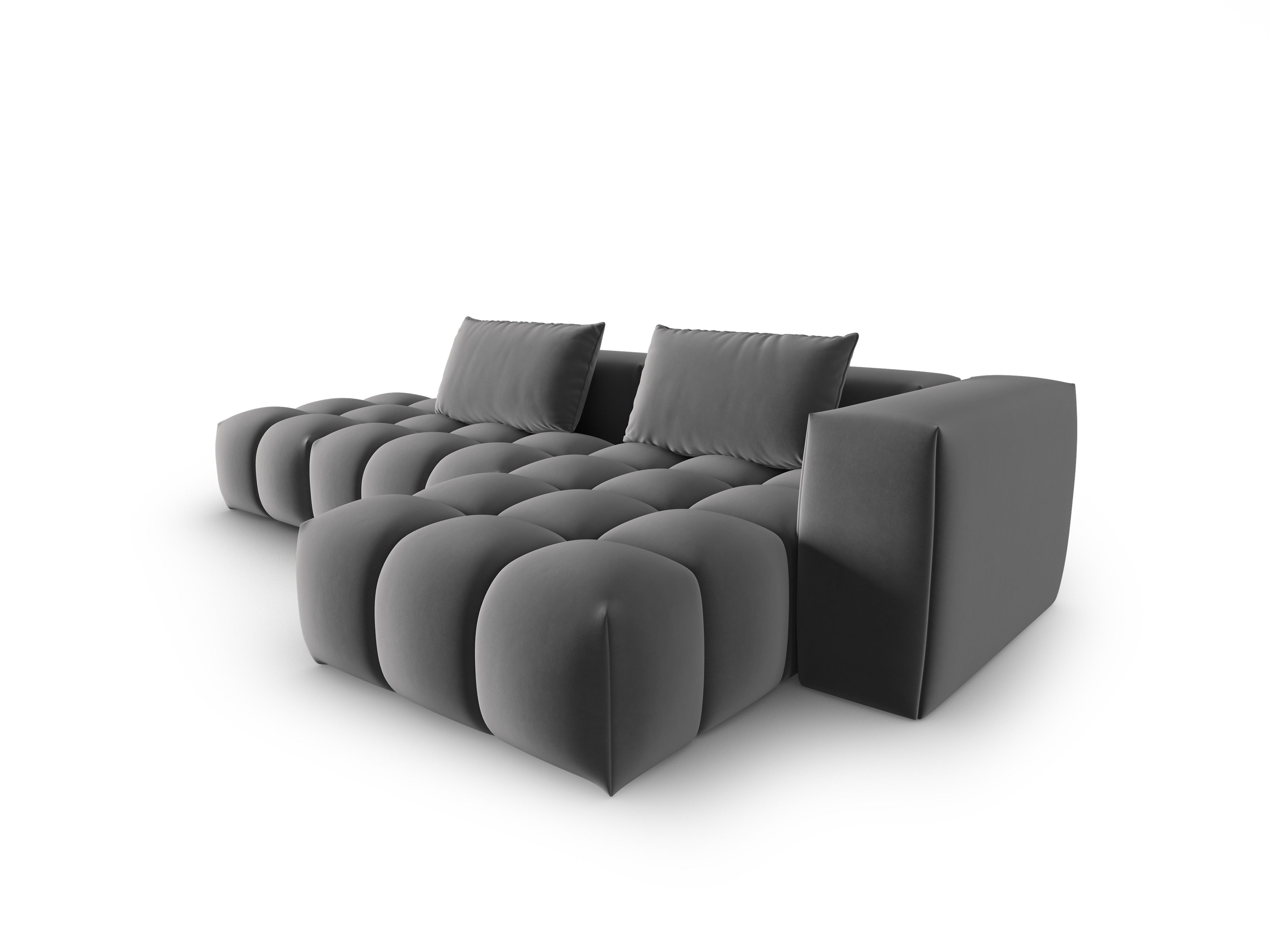 4-sitziges offenes Samt-Ecksofa rechtsseitig VERONA grau