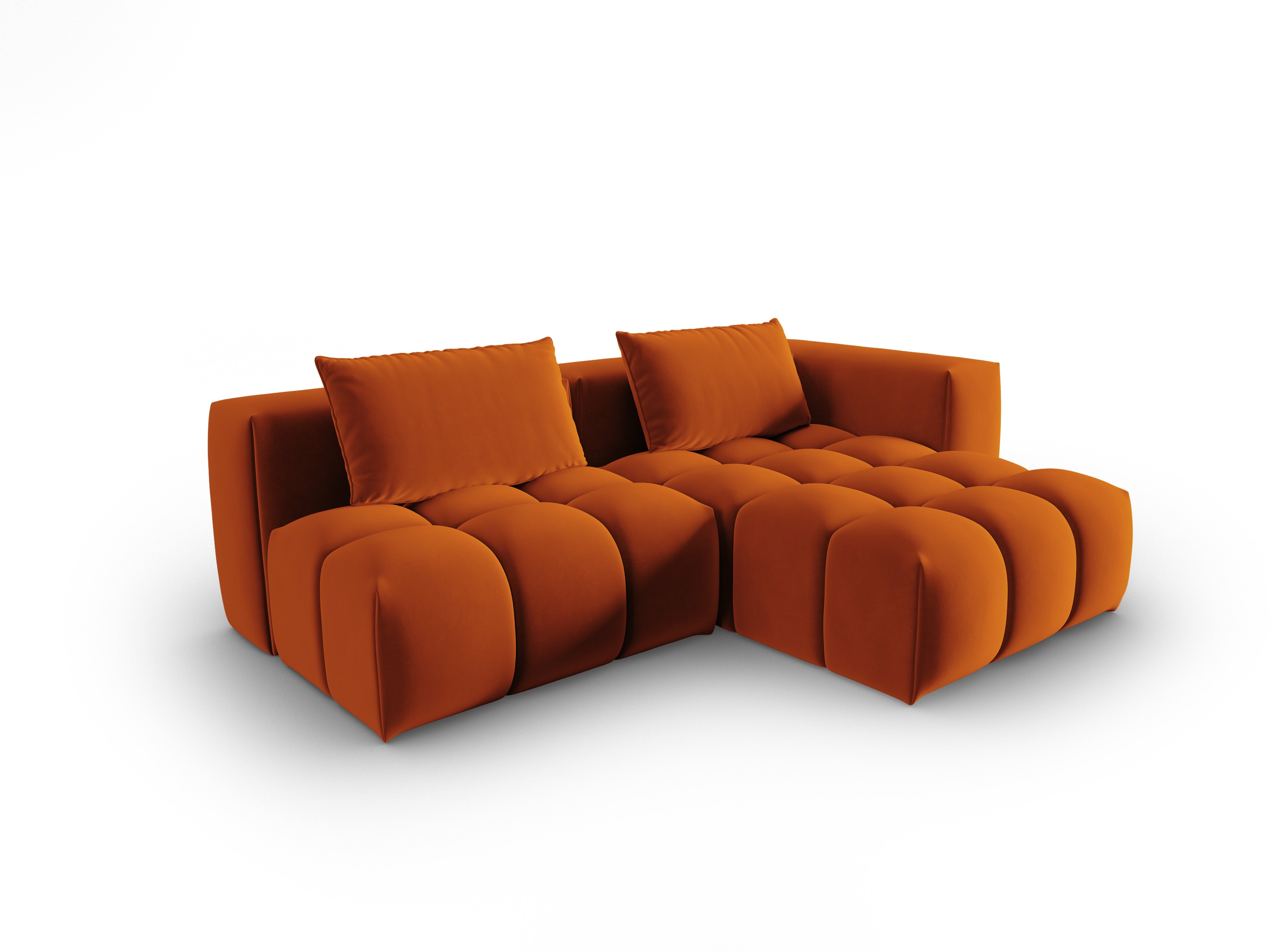 Samt-Ecksofa für 3 Personen, rechtsseitig offen, VERONA, ziegelrot