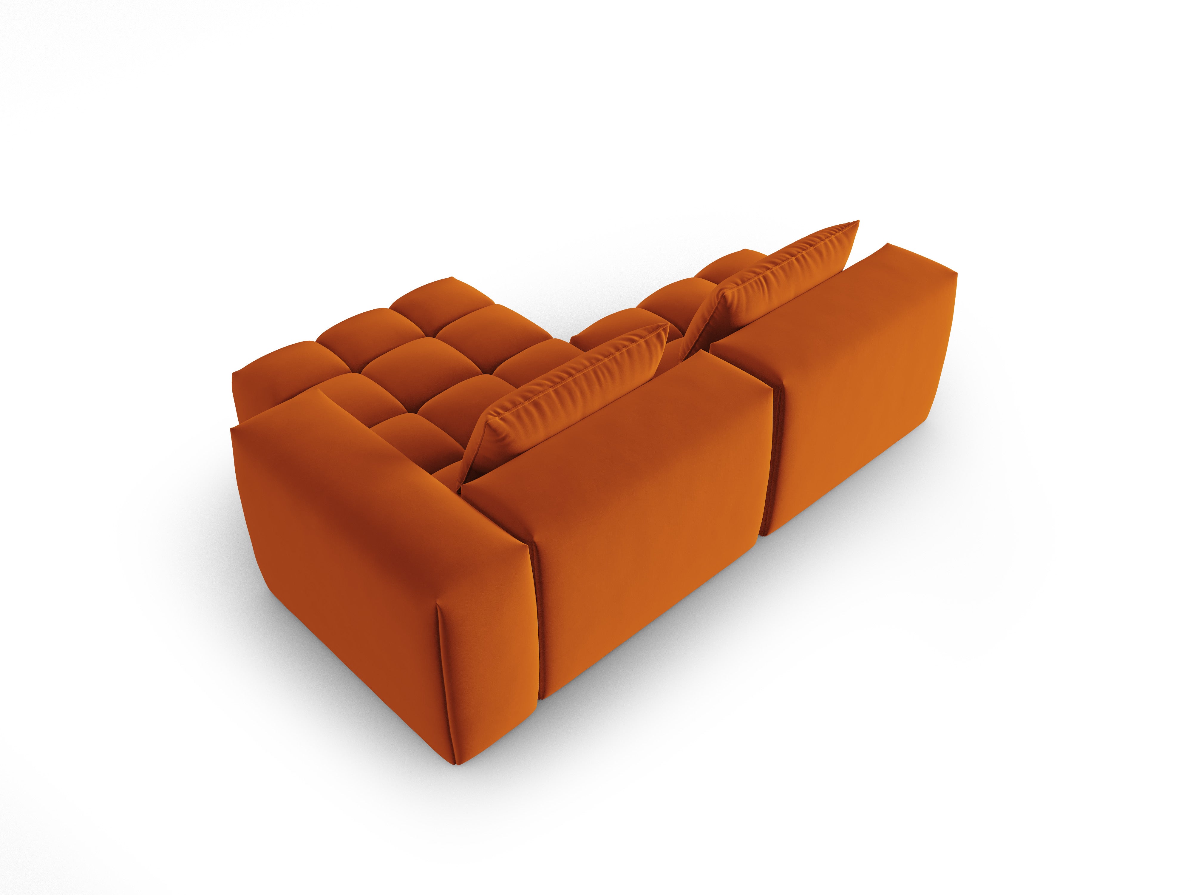 Samt-Ecksofa für 3 Personen, rechtsseitig offen, VERONA, ziegelrot