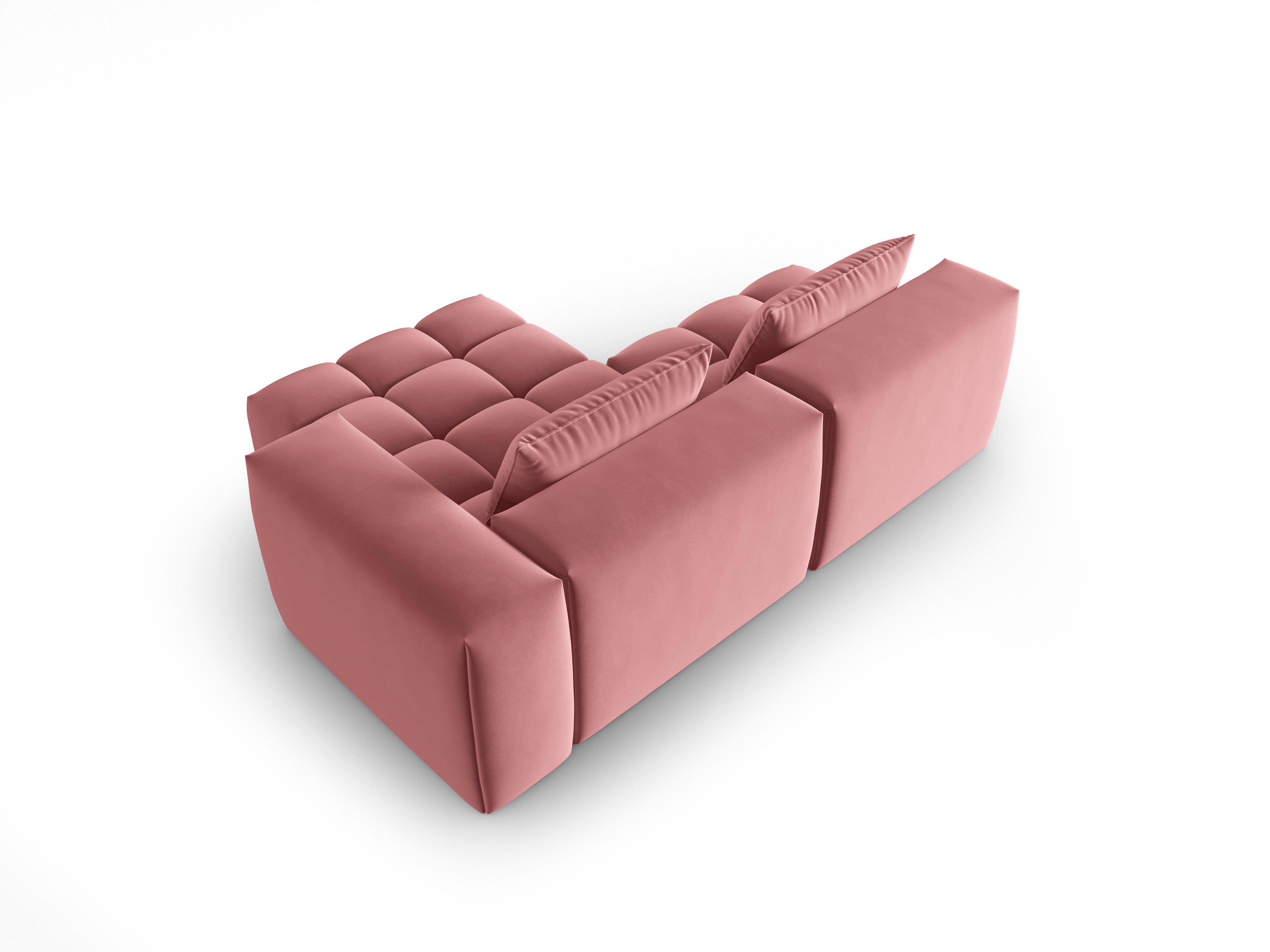 Samt-Ecksofa für 3 Personen, rechtsseitig offen, VERONA, Flamingo-Rosa