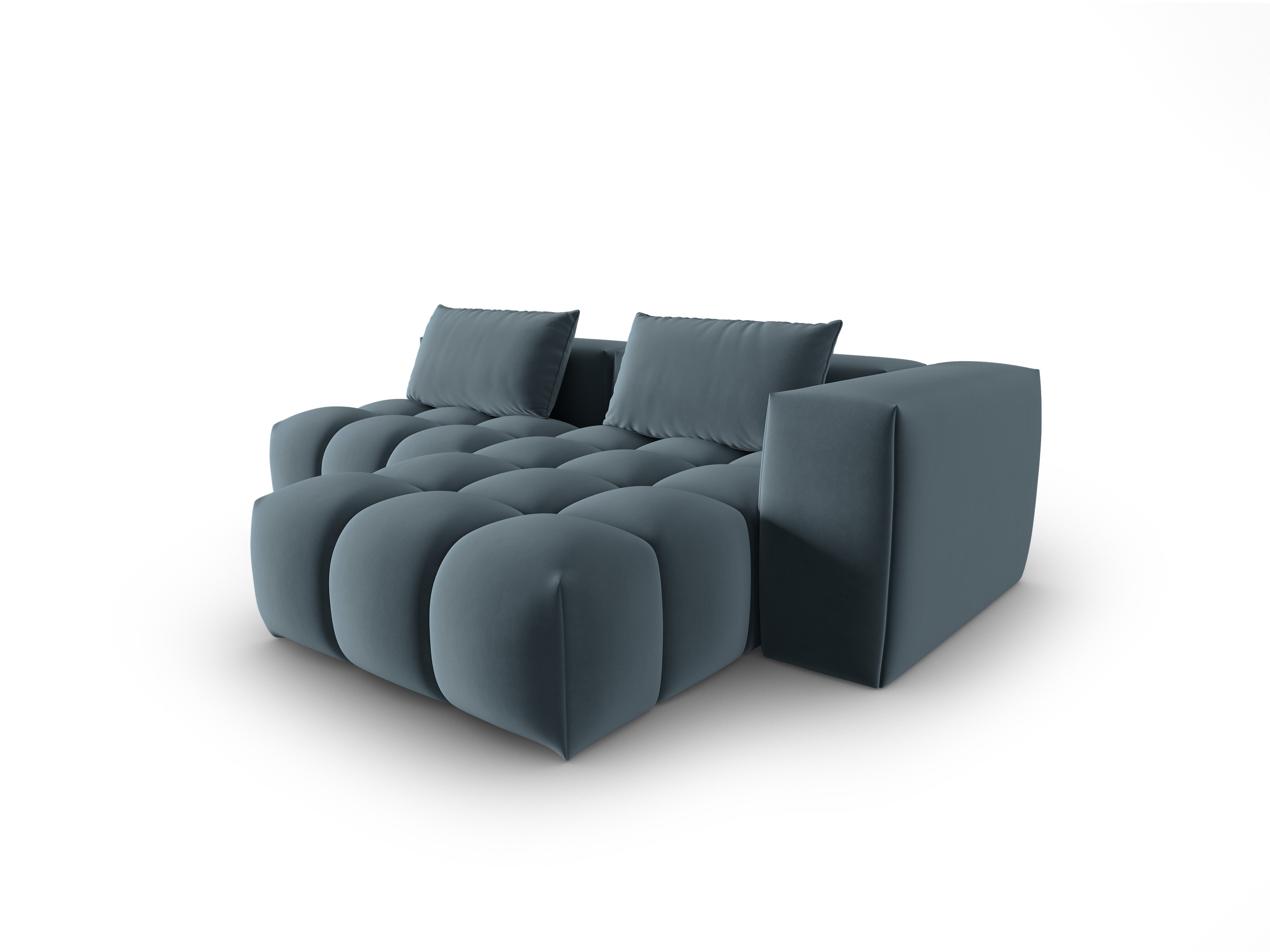 Velvet Corner Sofa for 3 People Right-Hand Open VERONA Blue
