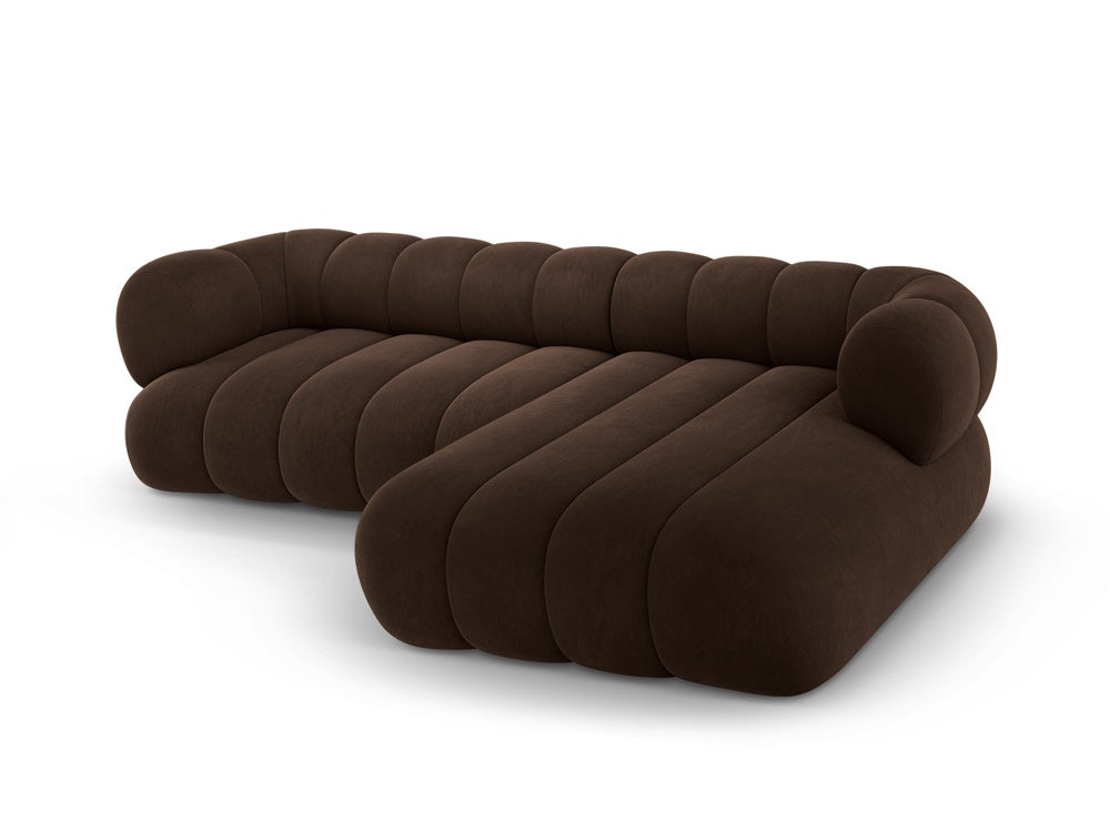 Samt-Ecksofa für 5 Personen rechts KOGE schokoladenbraun