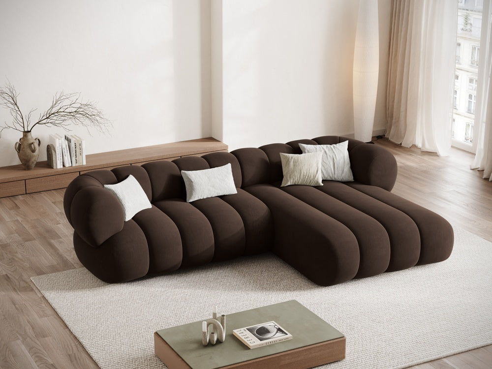 Samt-Ecksofa für 5 Personen rechts KOGE schokoladenbraun