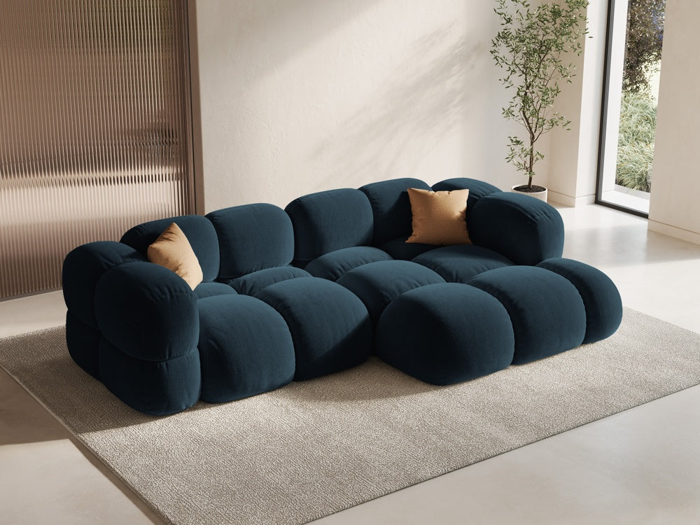 Samt-Ecksofa 3-sitzig rechts LORETTO petrol