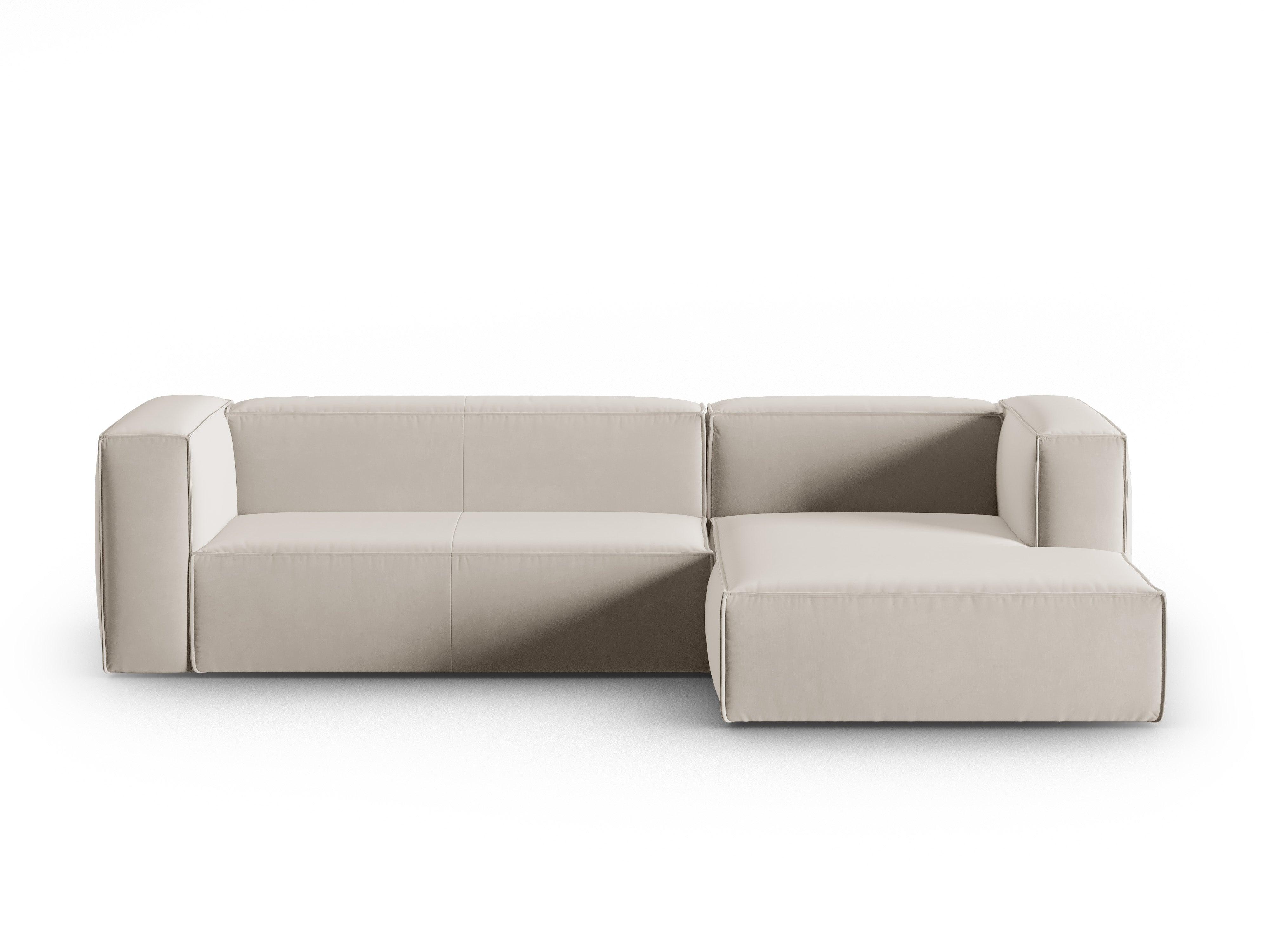 Ecksofa Samt 4-Sitzer rechts MACKAY hellbeige