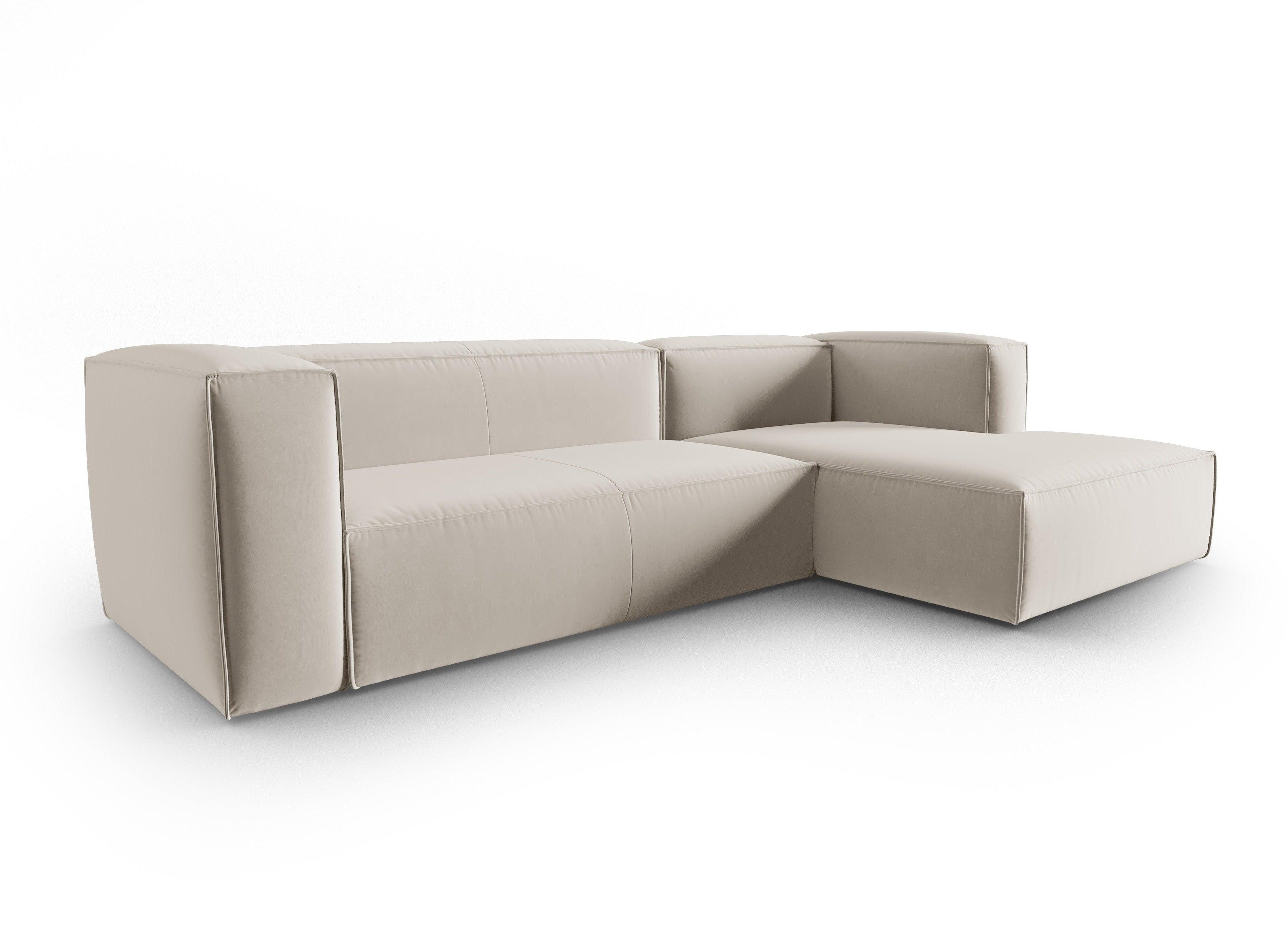 Ecksofa Samt 4-Sitzer rechts MACKAY hellbeige