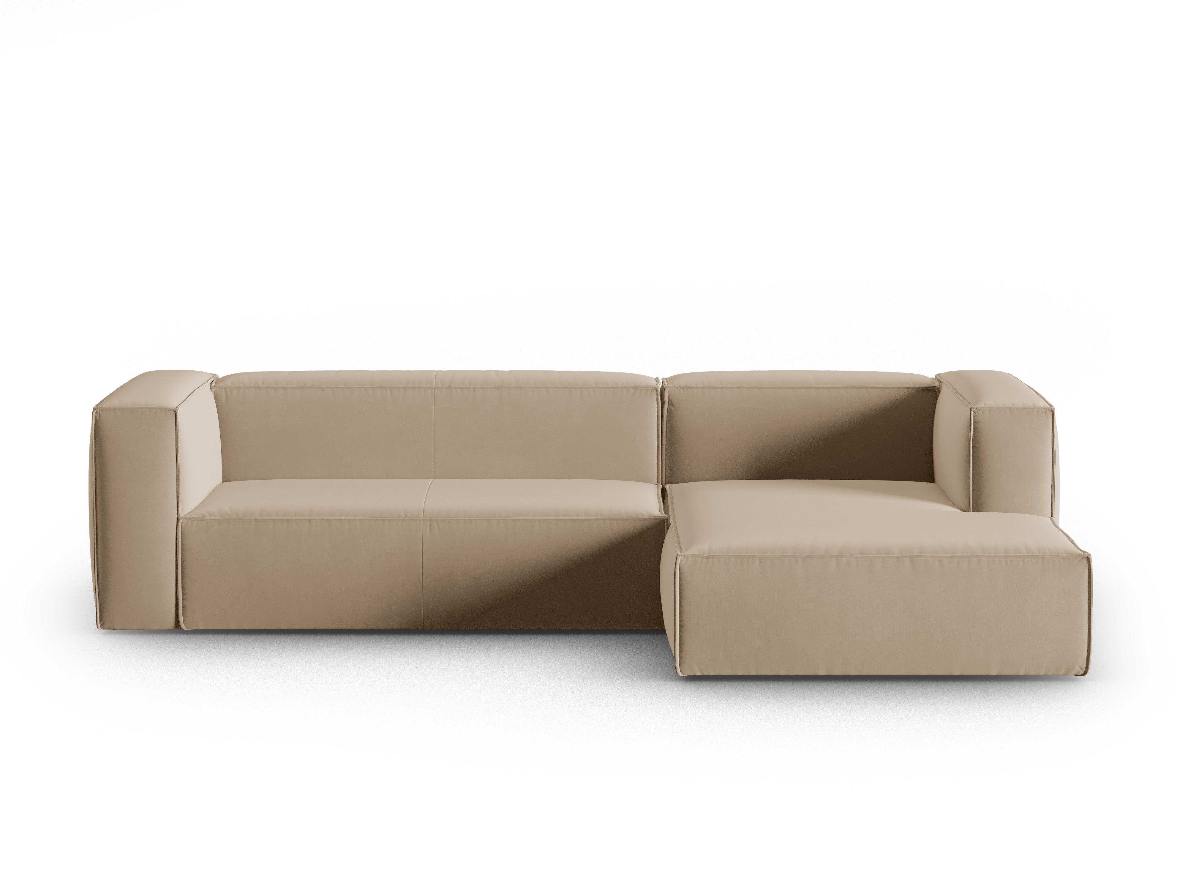 Ecksofa Samt 4-Sitzer rechts MACKAY sand