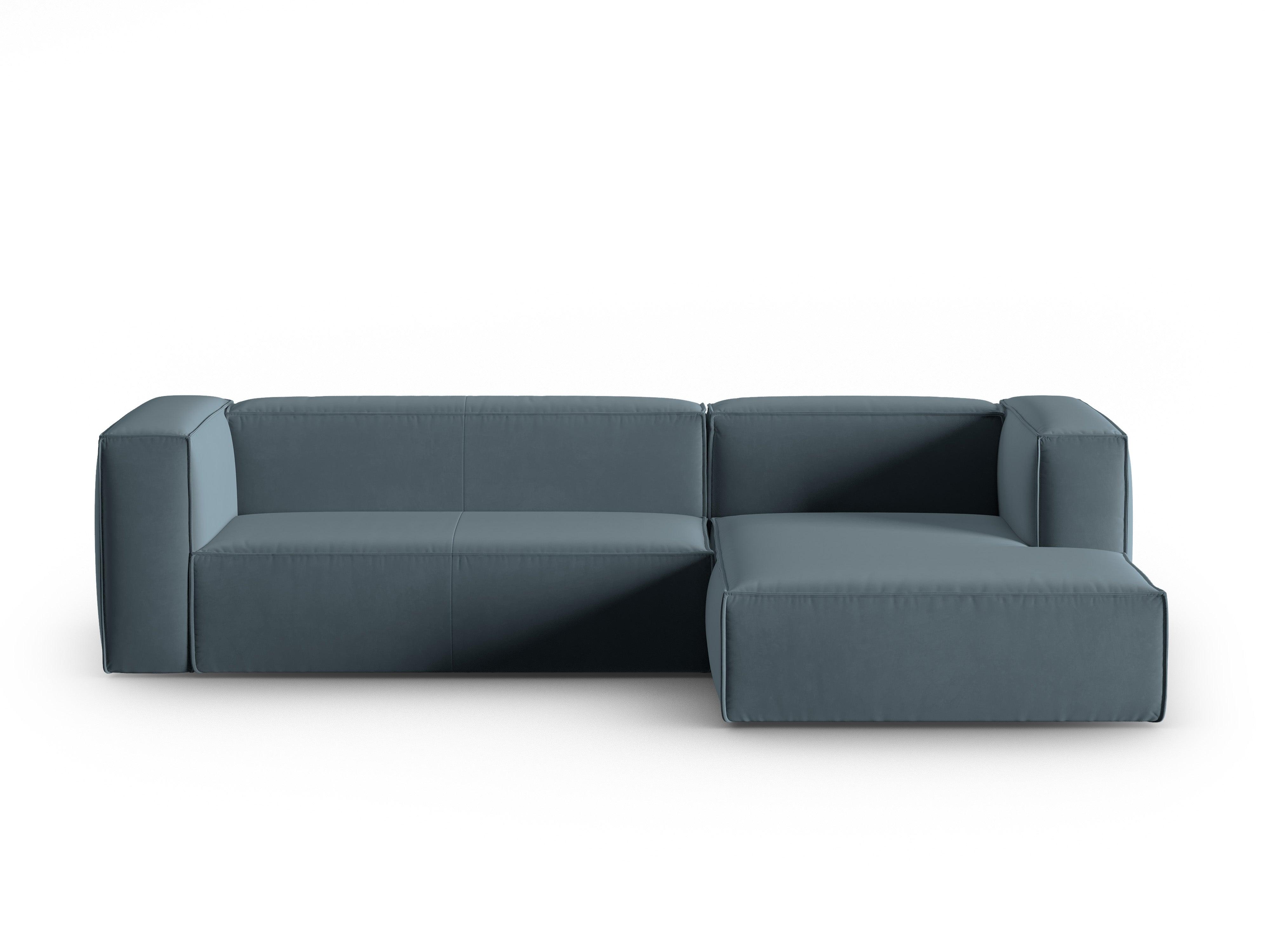 Ecksofa Samt 4-Sitzer rechts MACKAY blau