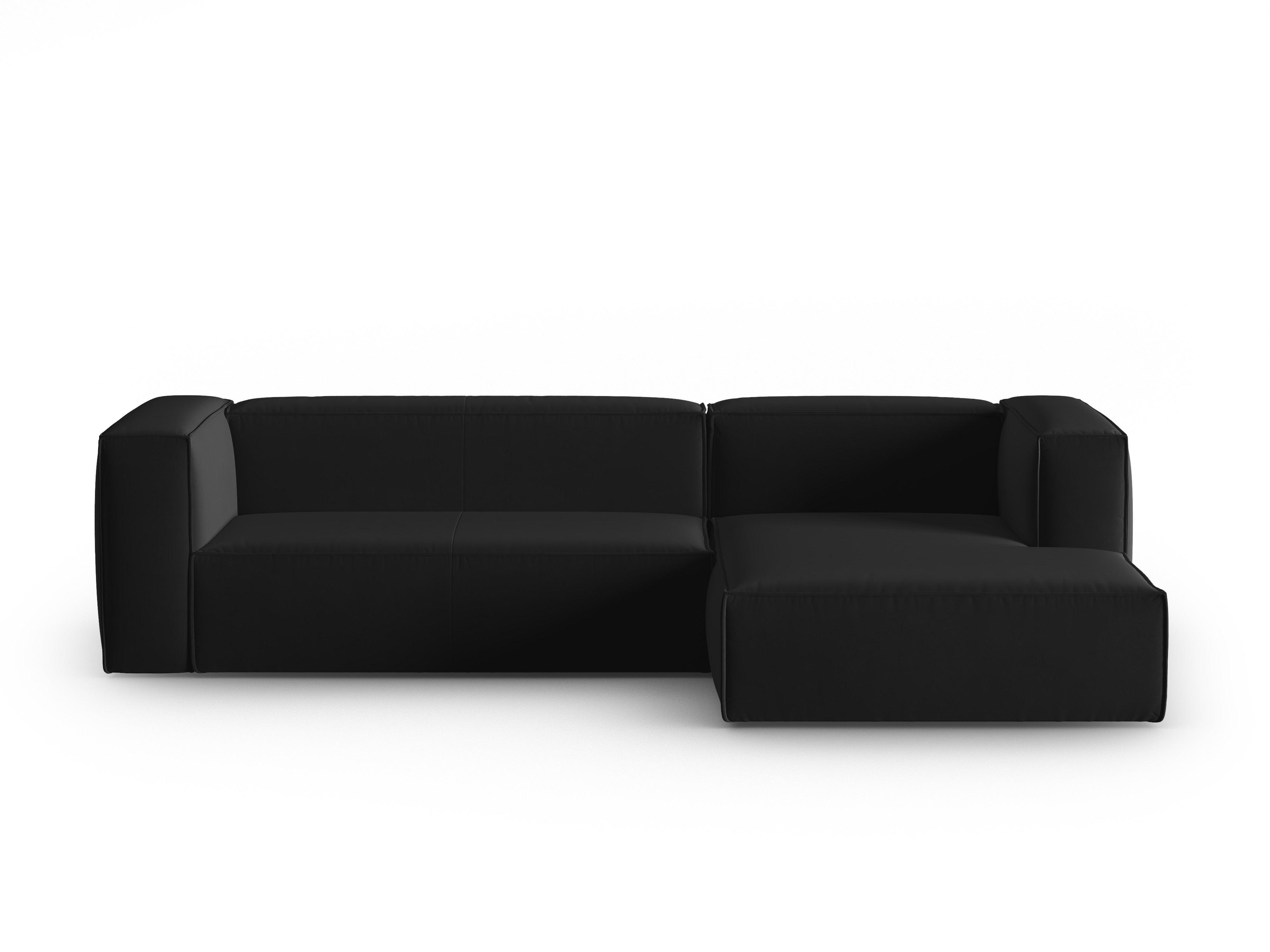 Ecksofa Samt 4-Sitzer rechts MACKAY schwarz