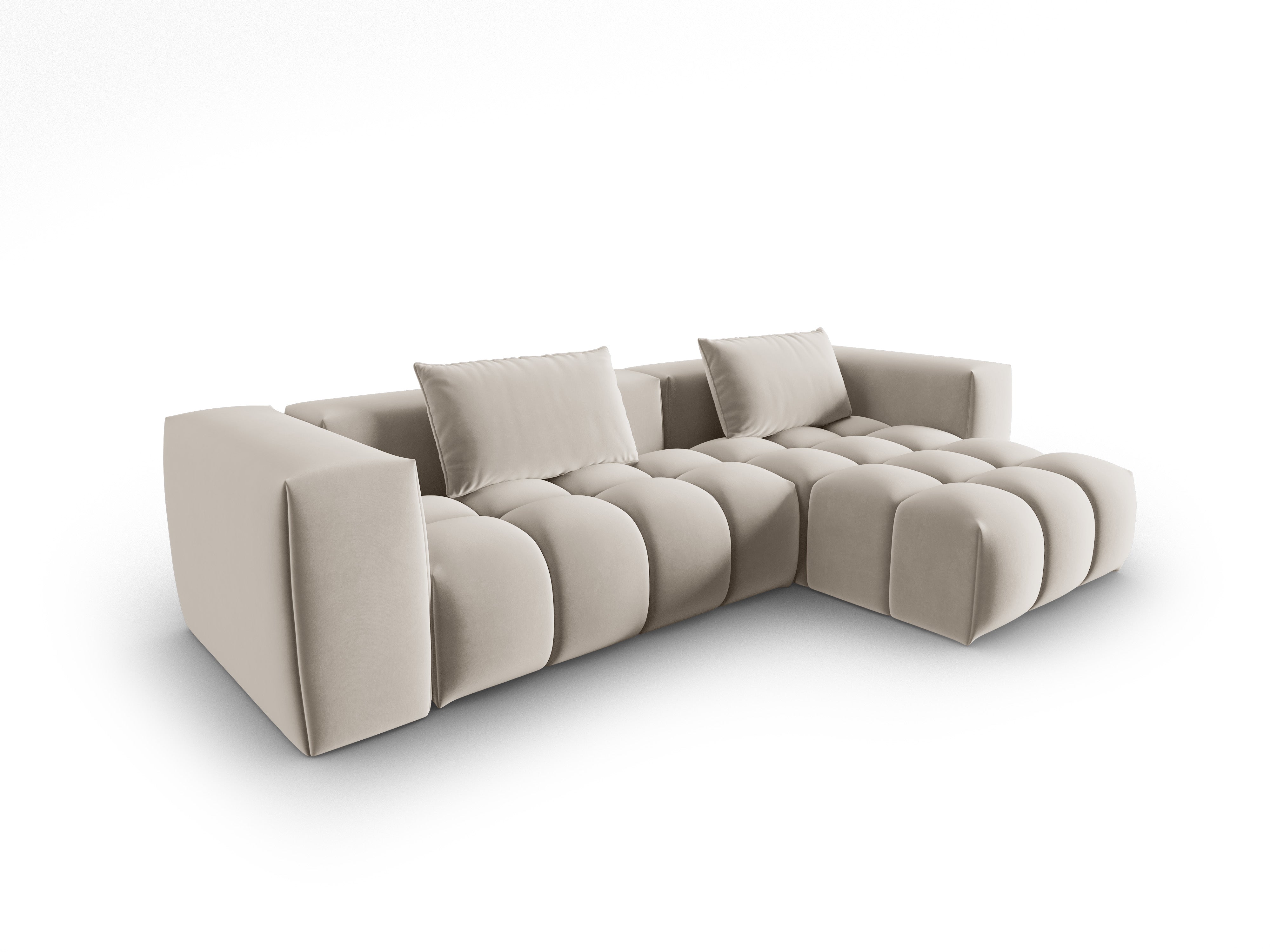 Samt-Ecksofa 3-sitzig rechts VERONA ecru