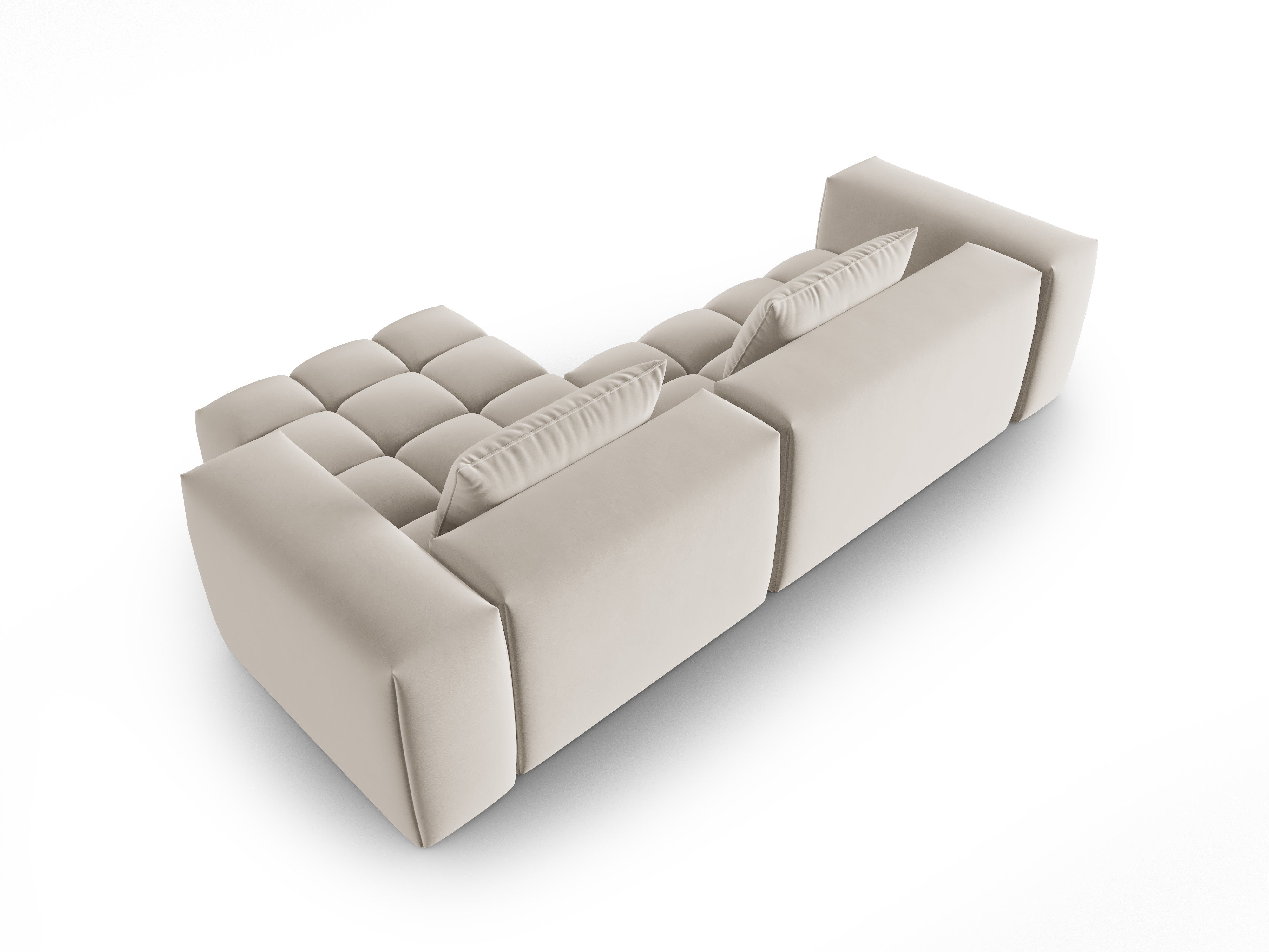 Samt-Ecksofa 3-sitzig rechts VERONA ecru