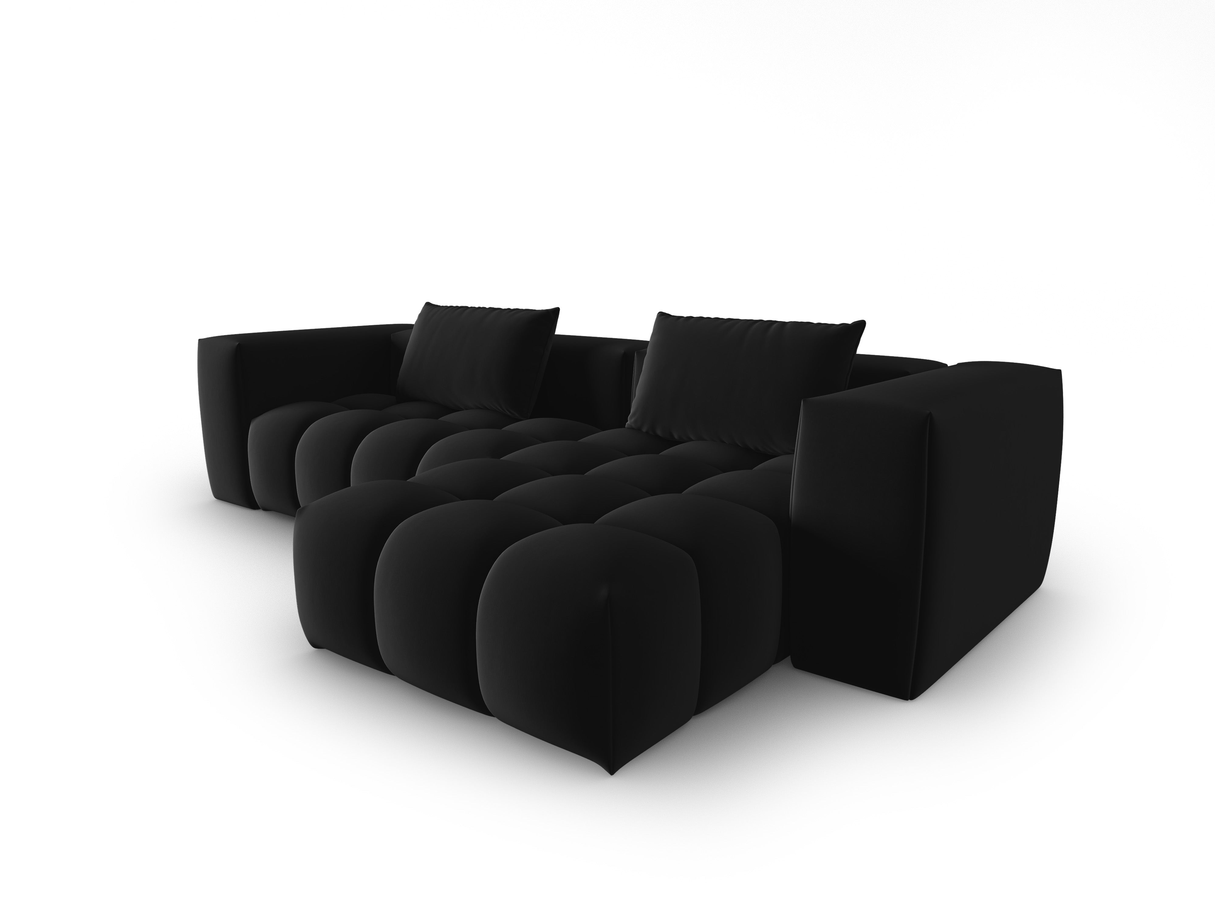 Samt-Ecksofa 3-sitzig rechts VERONA schwarz