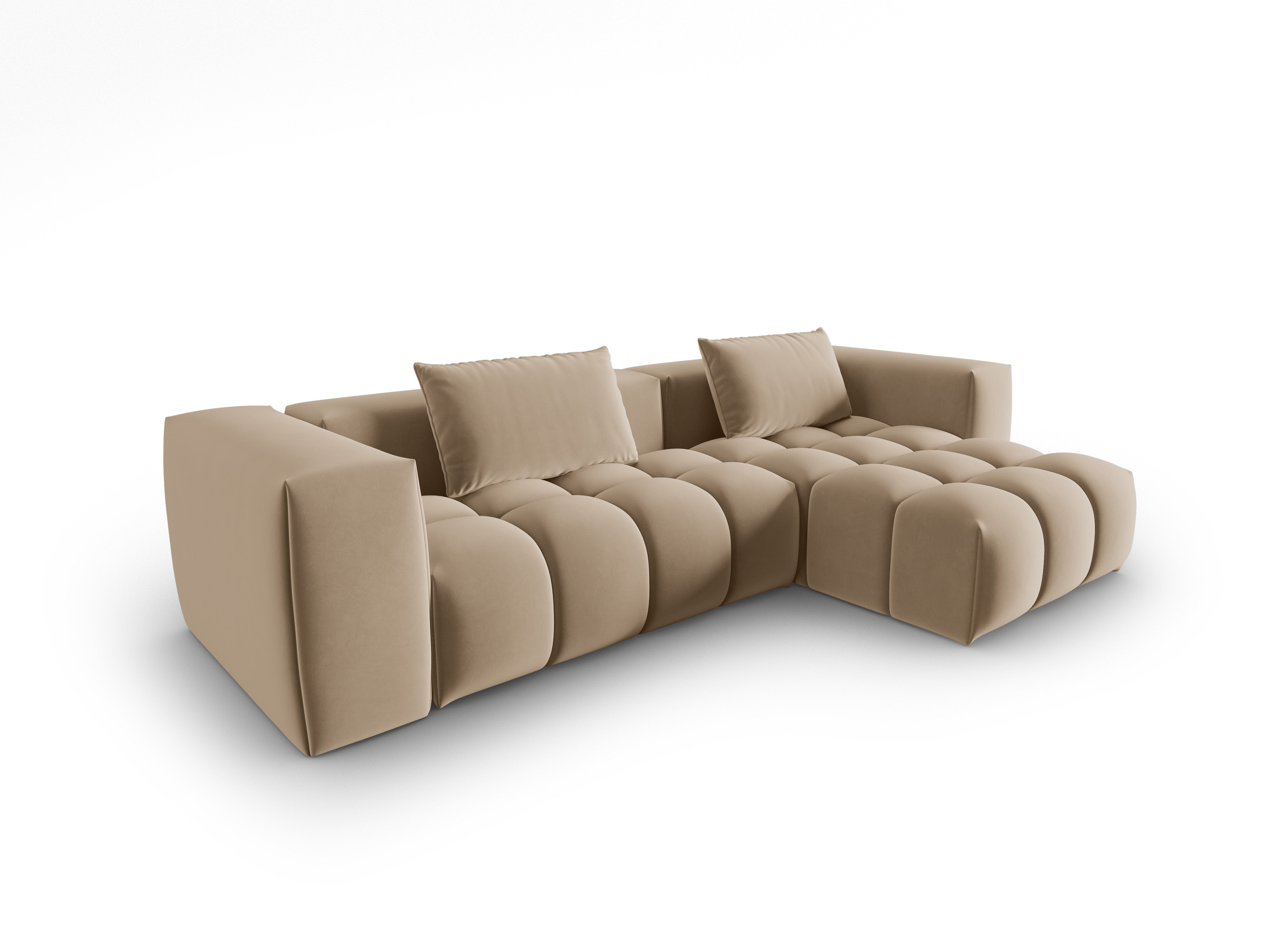 Samt-Ecksofa 3-sitzig rechts VERONA sandfarben
