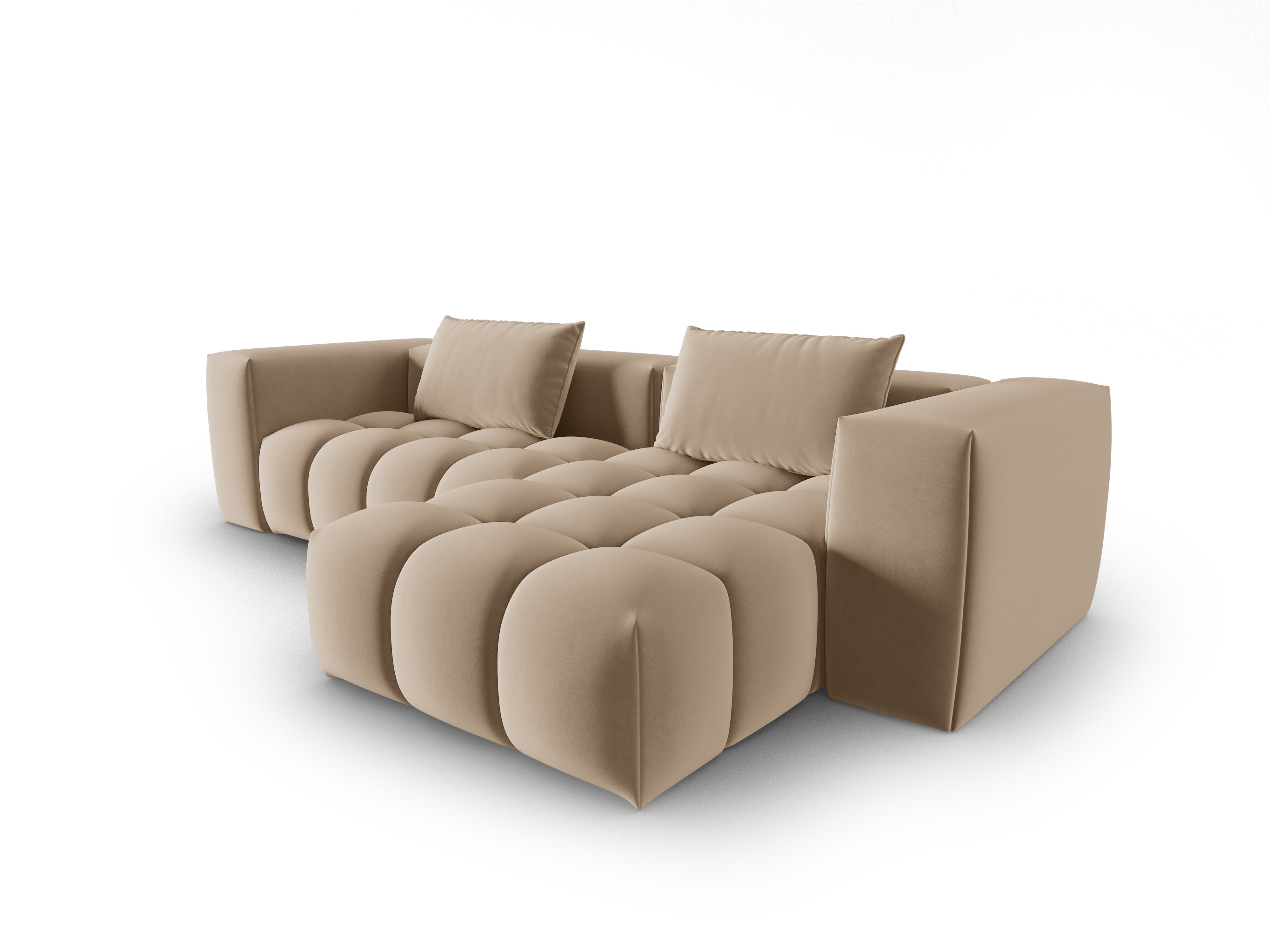 Samt-Ecksofa 3-sitzig rechts VERONA sandfarben