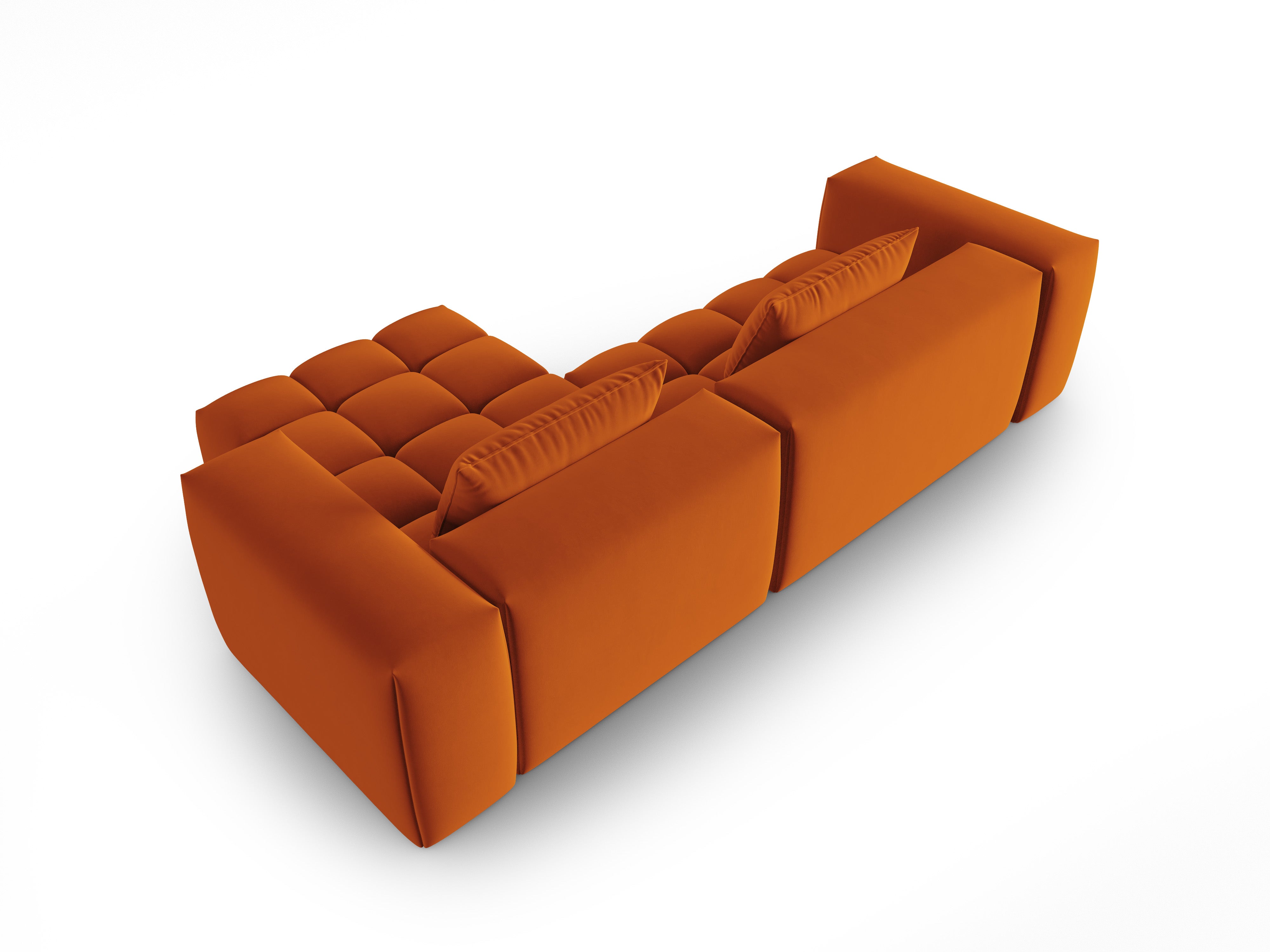 Samt-Ecksofa 3-sitzig rechts VERONA ziegelrot