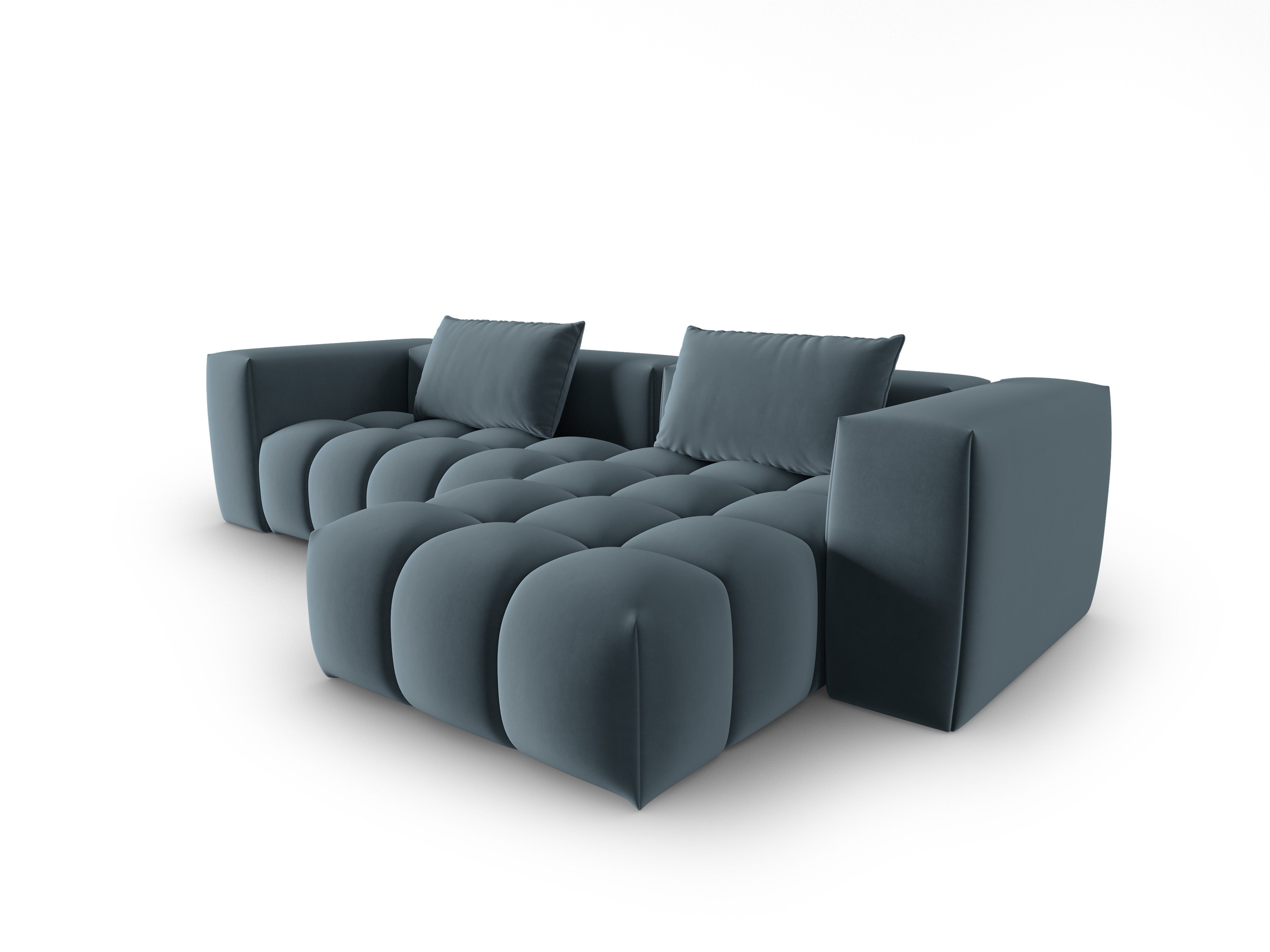 Samt-Ecksofa 3-sitzig rechts VERONA blau