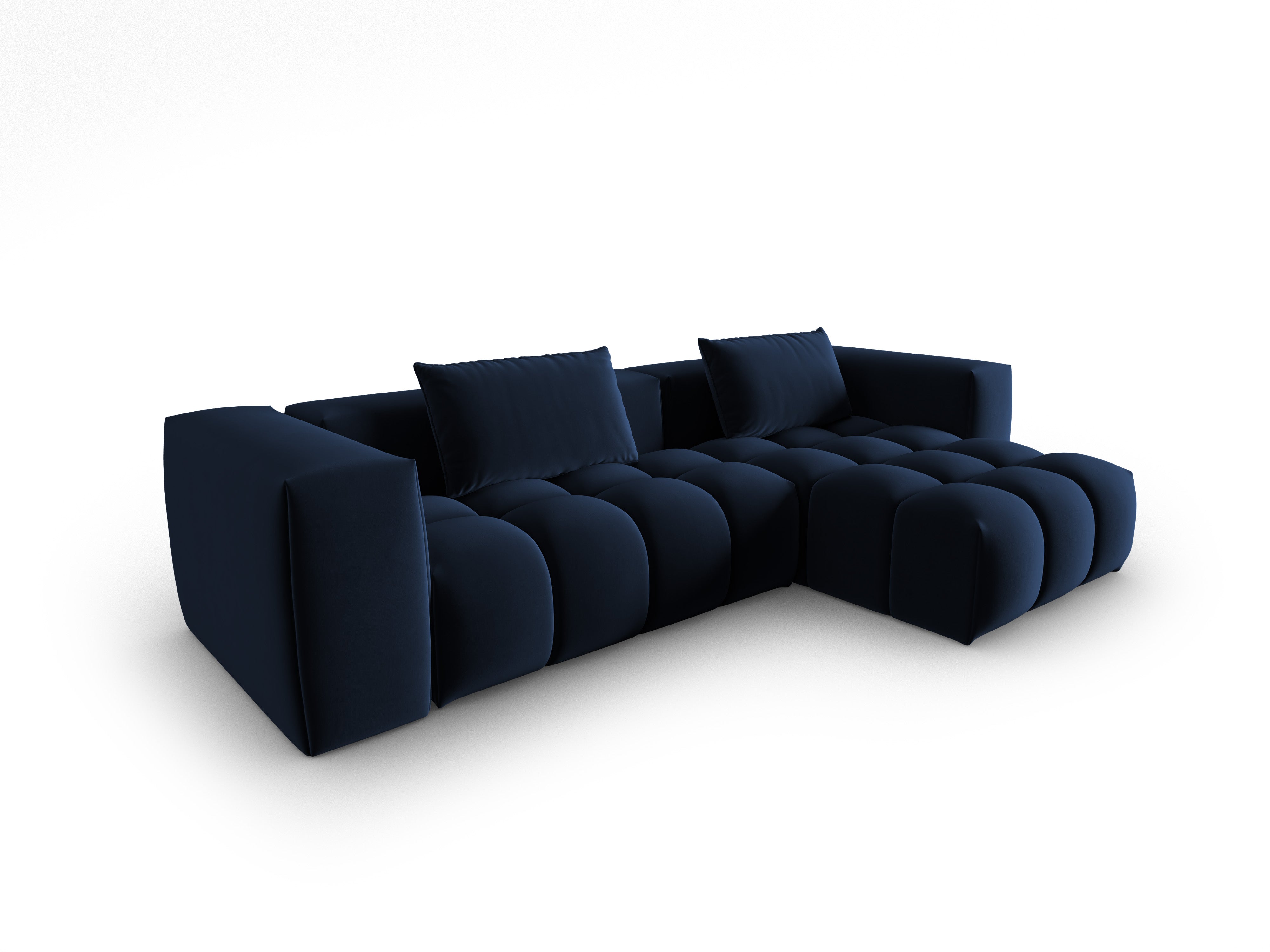 Samt-Ecksofa 3-sitzig rechts VERONA königsblau