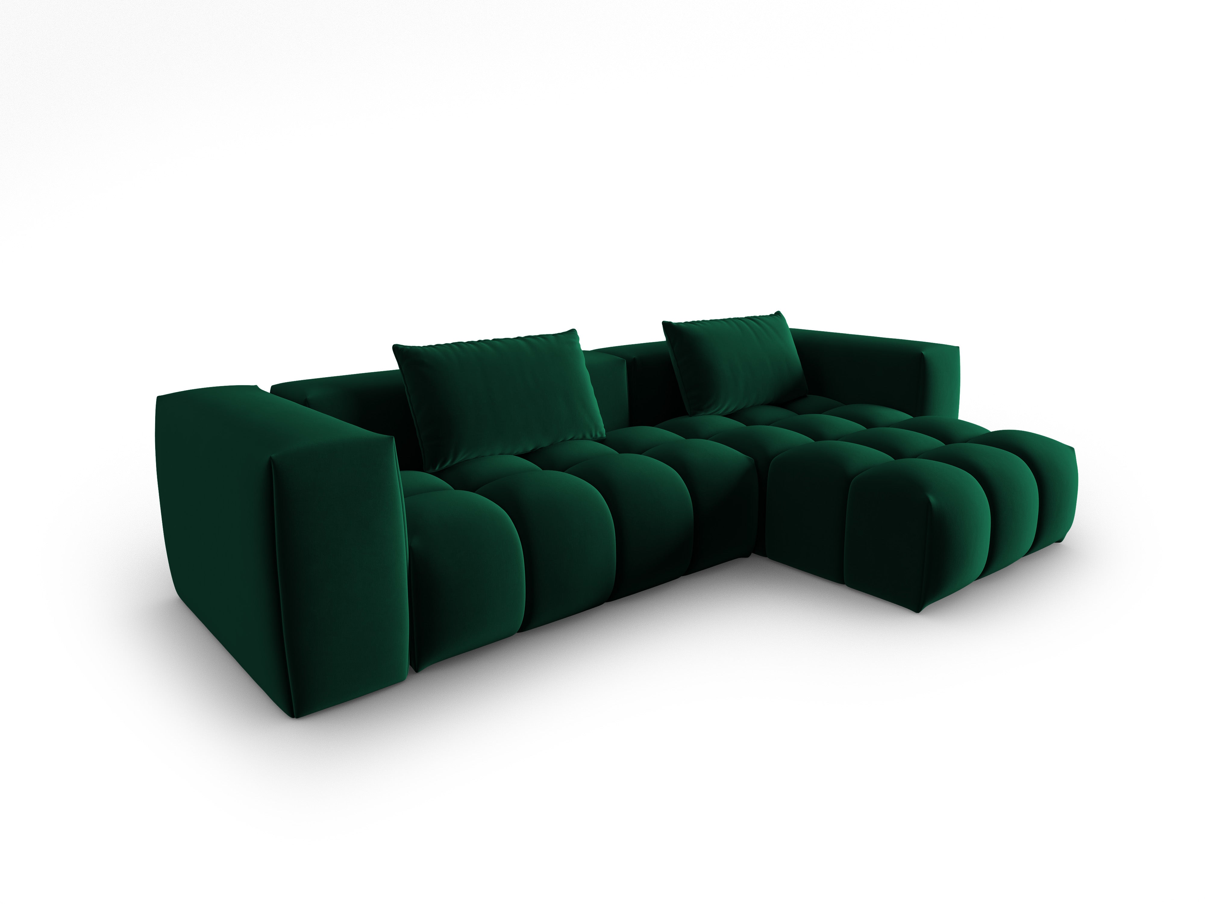 Samt-Ecksofa 3-sitzig rechts VERONA flaschengrün