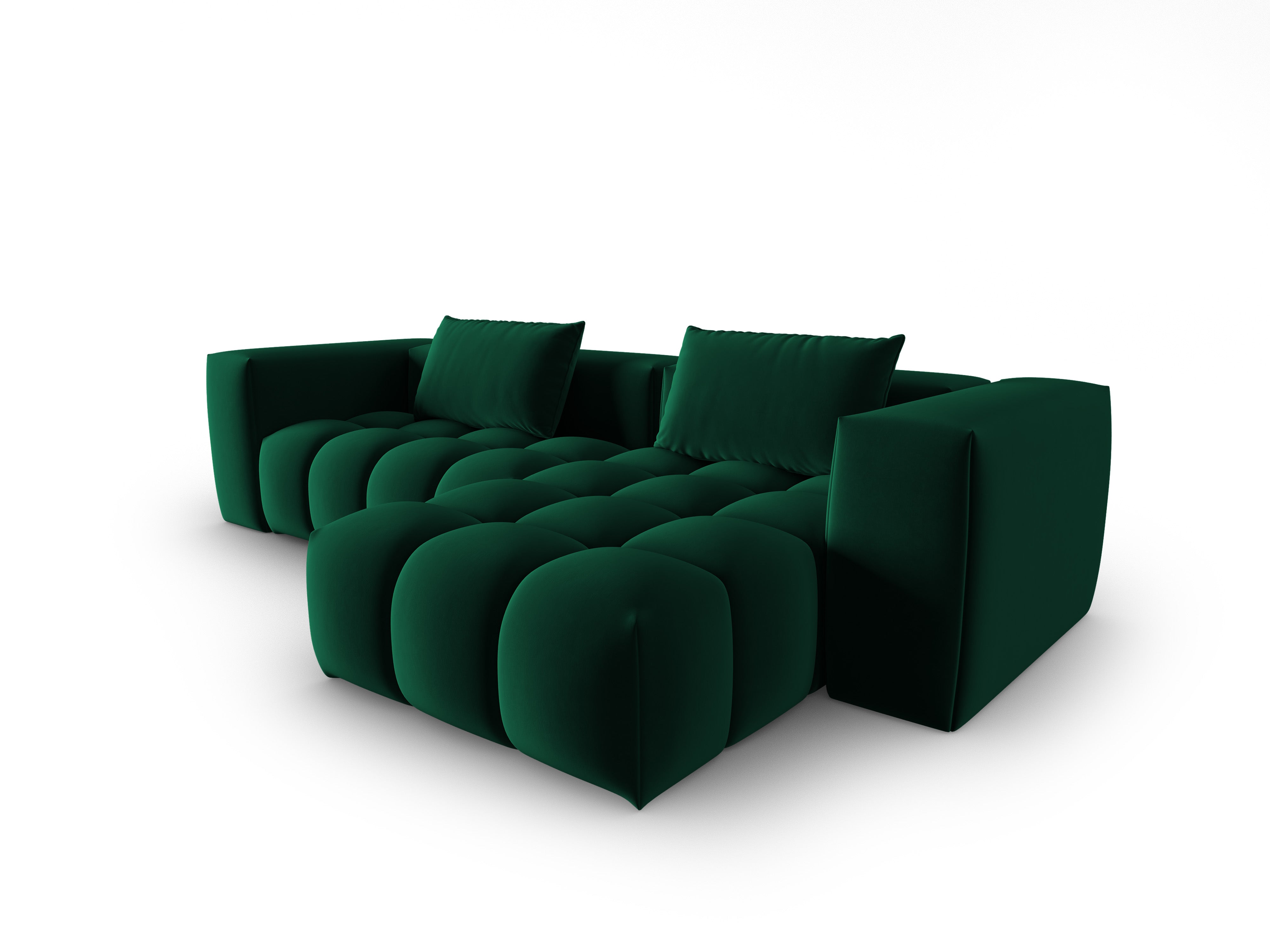 Samt-Ecksofa 3-sitzig rechts VERONA flaschengrün