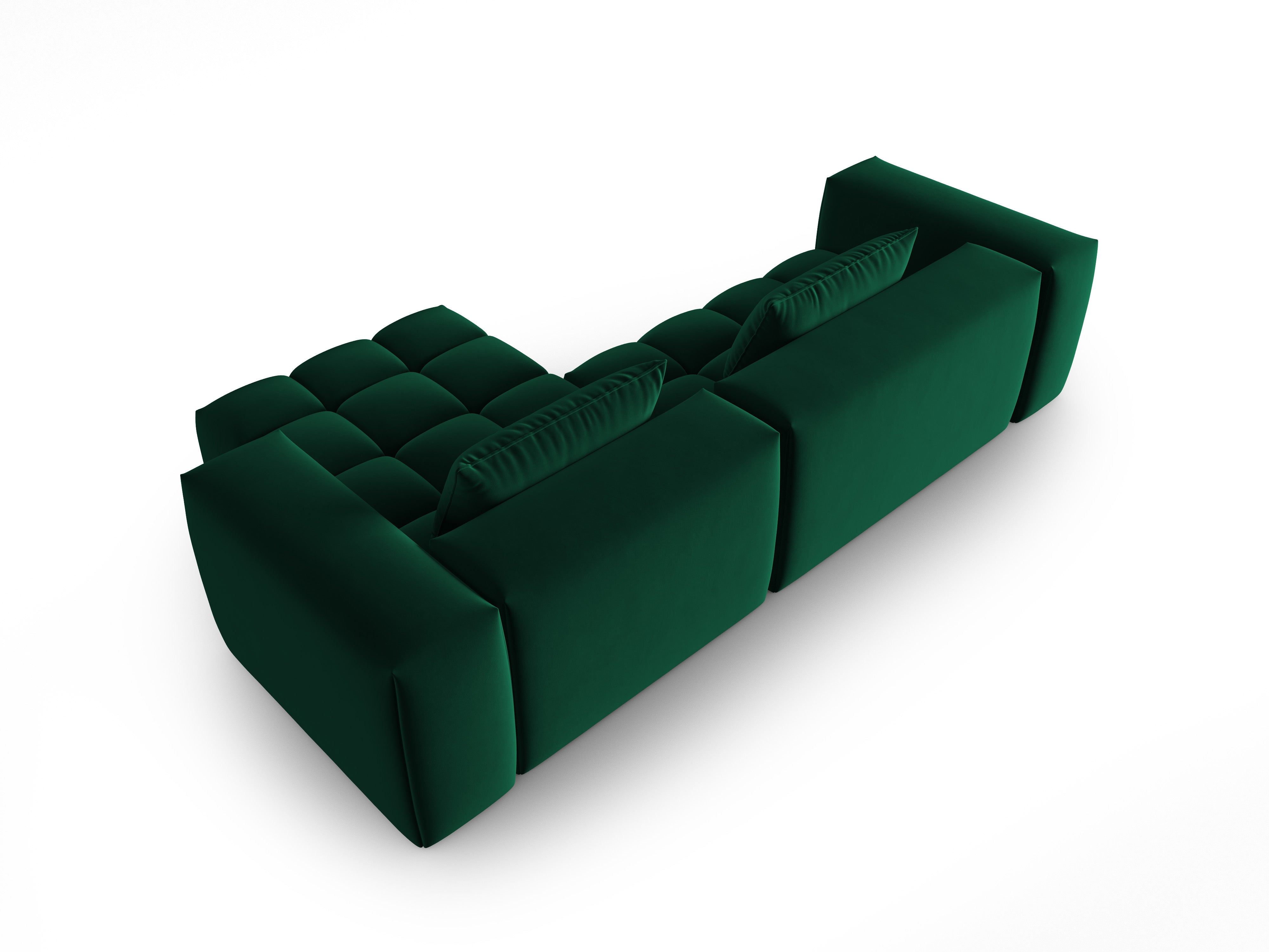 Samt-Ecksofa 3-sitzig rechts VERONA flaschengrün