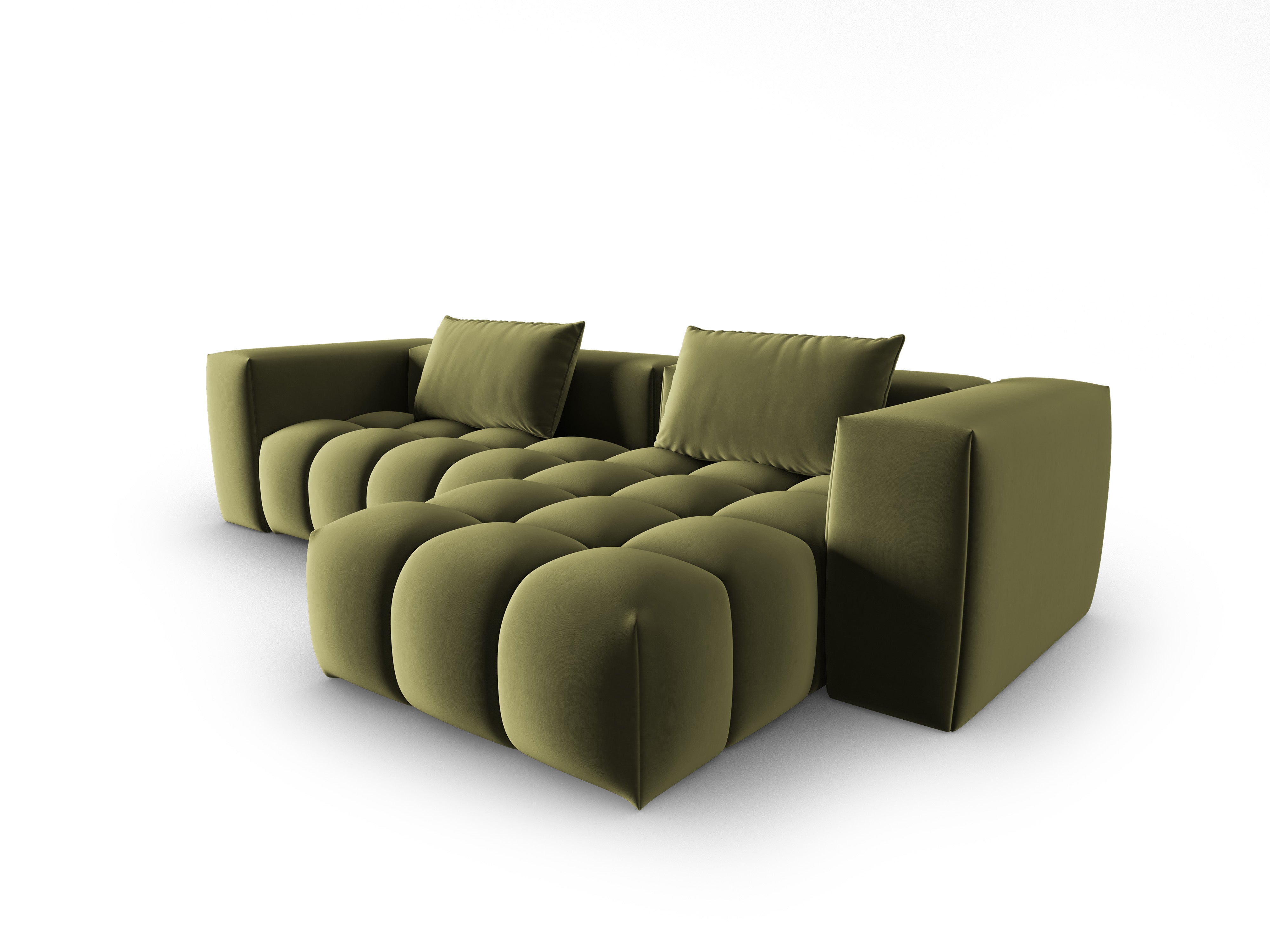 Samt-Ecksofa 3-sitzig rechts VERONA hellgrün