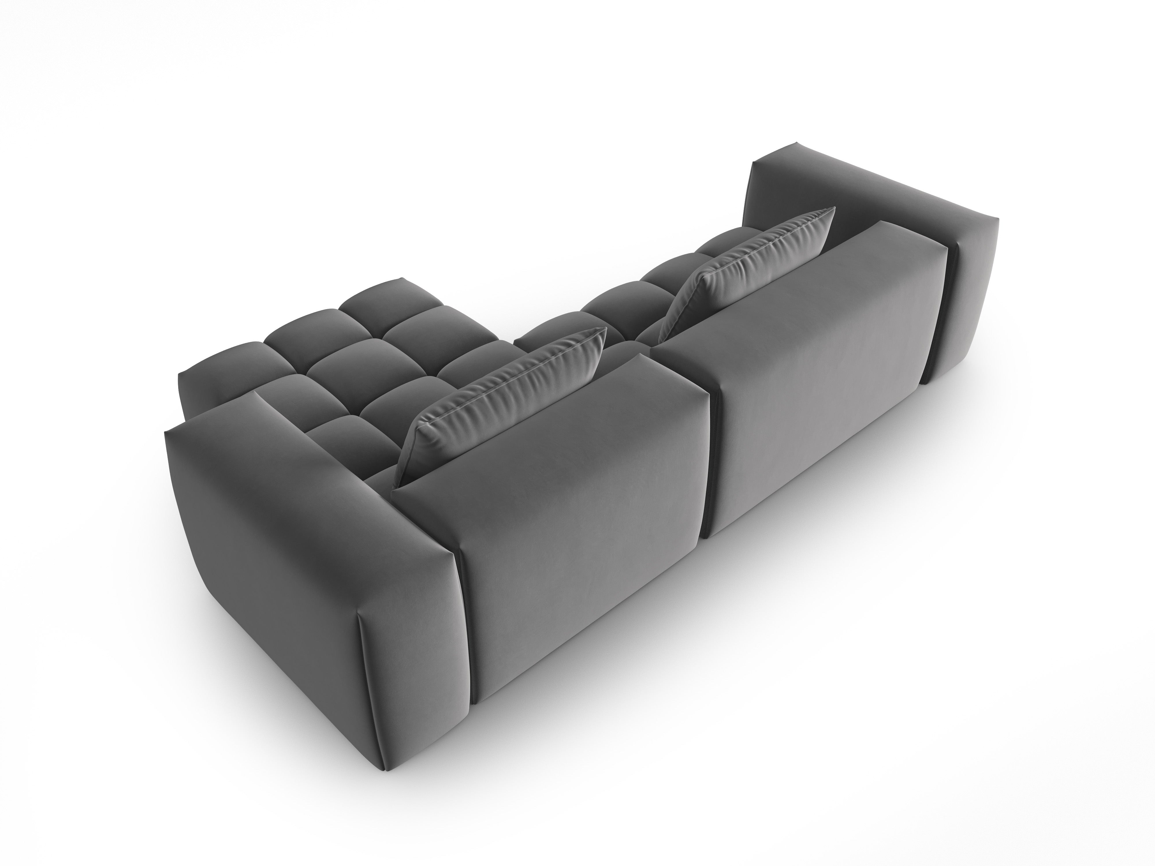 Samt-Ecksofa 3-sitzig rechts VERONA grau