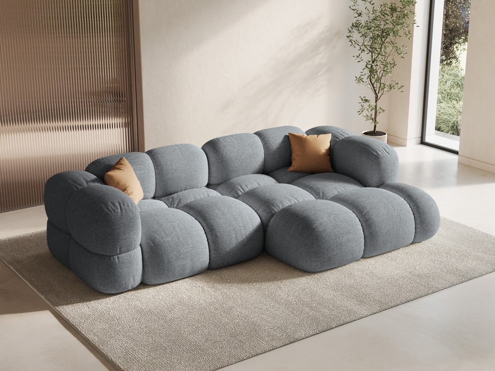 Dreisitzer-Ecksofa rechts LORETTO grau-blau