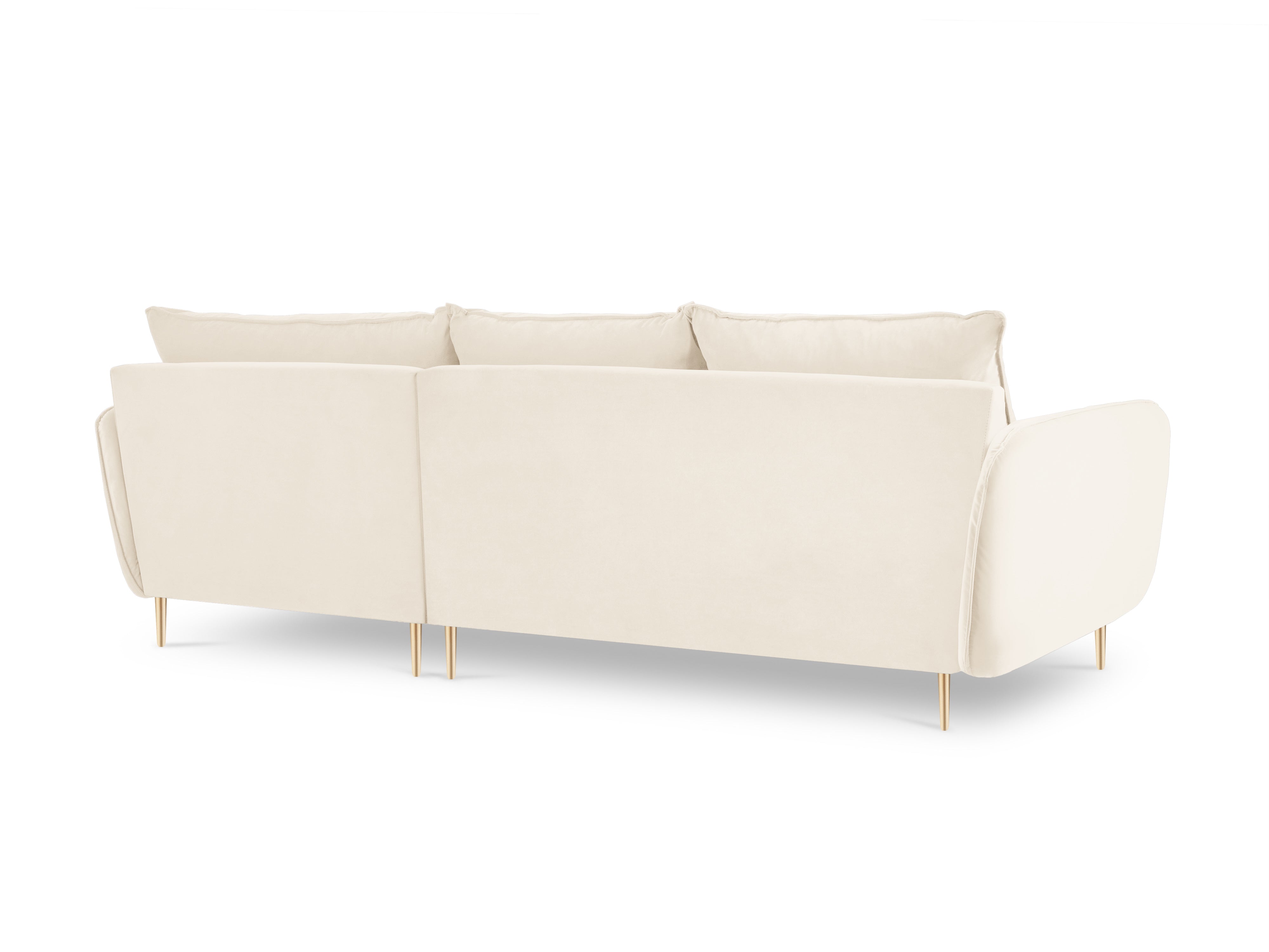 Beige Samt-Ecksofa für 5 Personen VIENNA mit goldener Basis