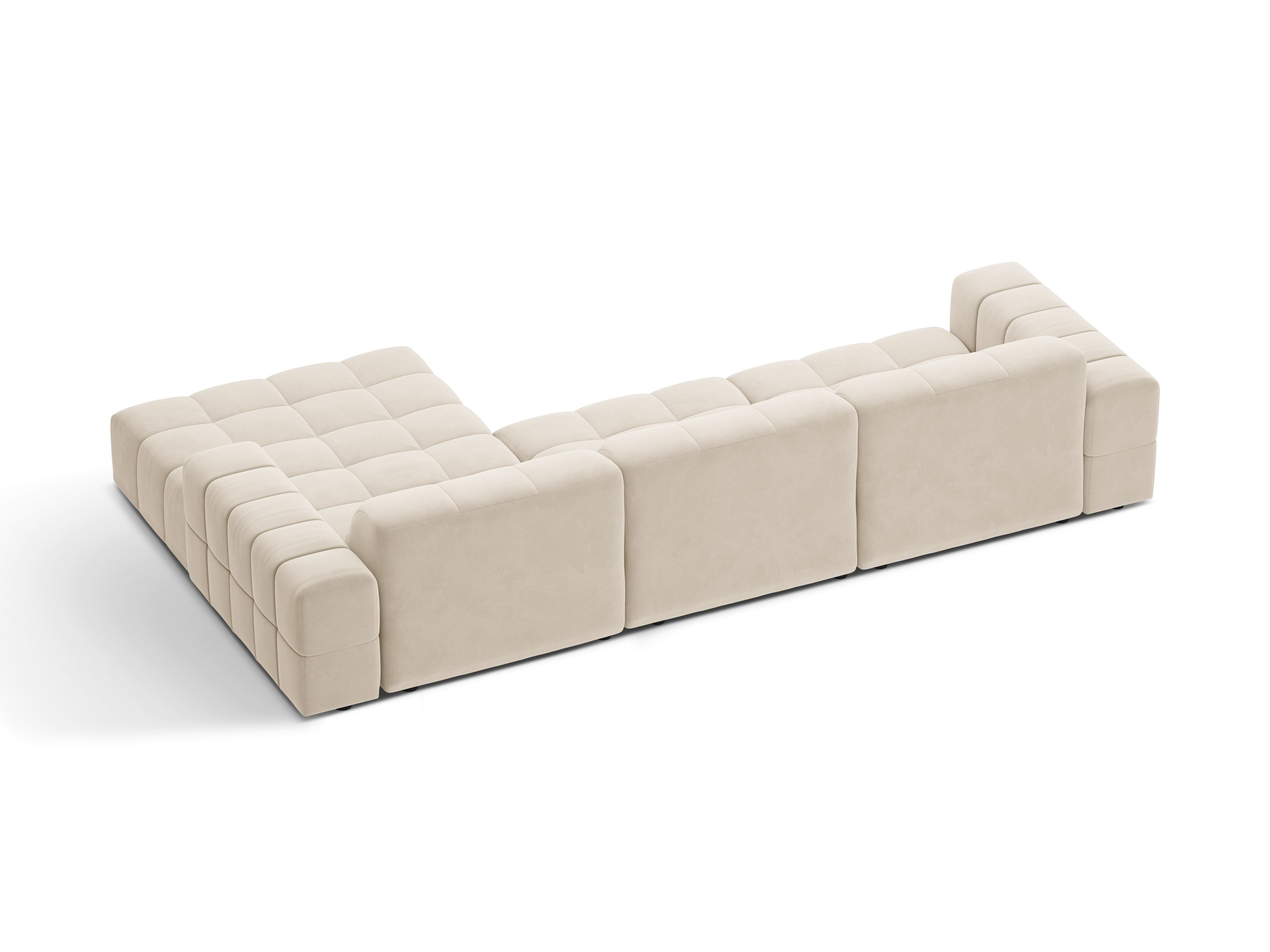 Rechtsseitige Velvet-Ecke 4-Personen leichte Beige Chicago