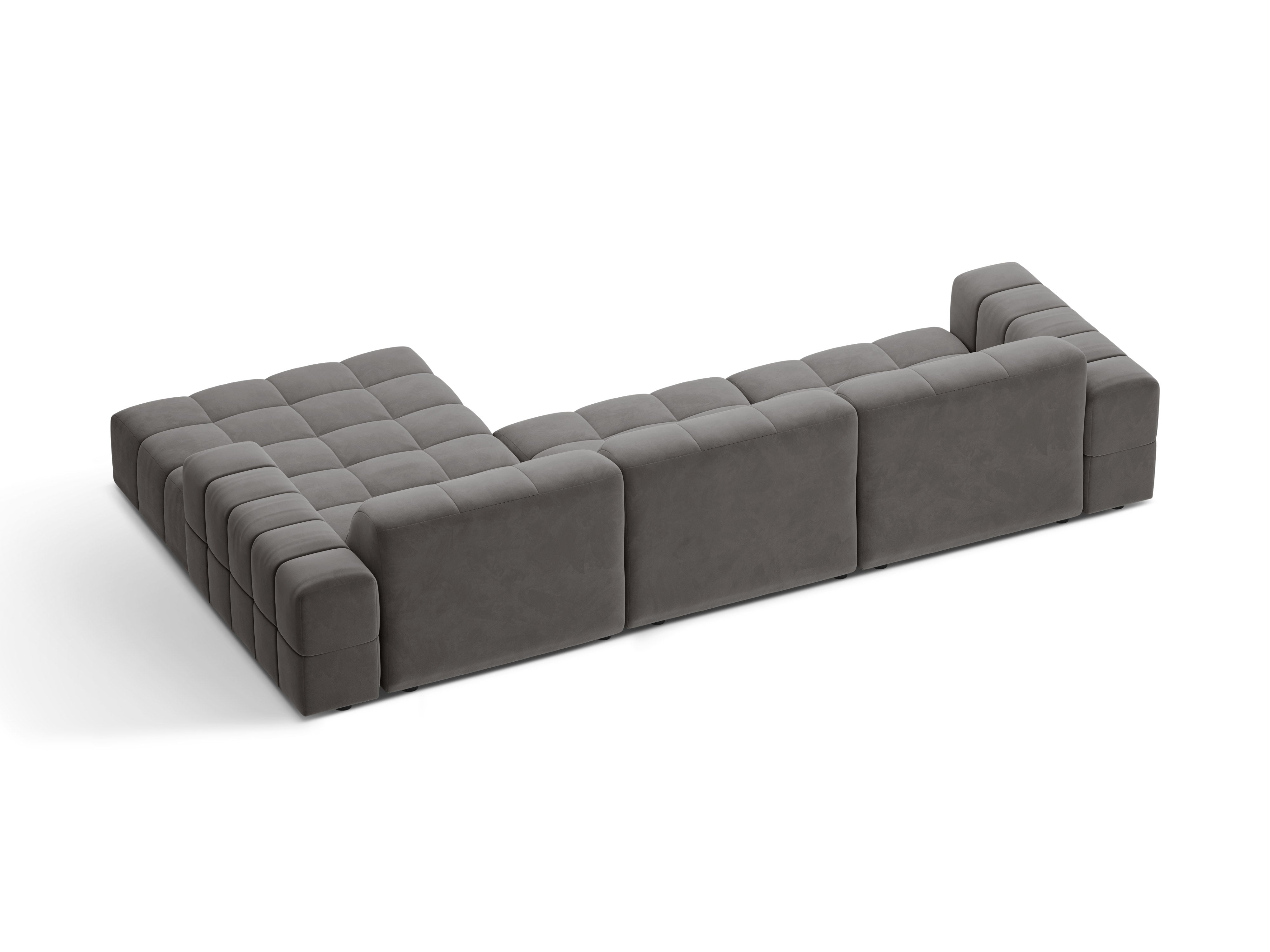 Rechtsseitige Samt-Ecke 4-Sitzer Chicago Gray