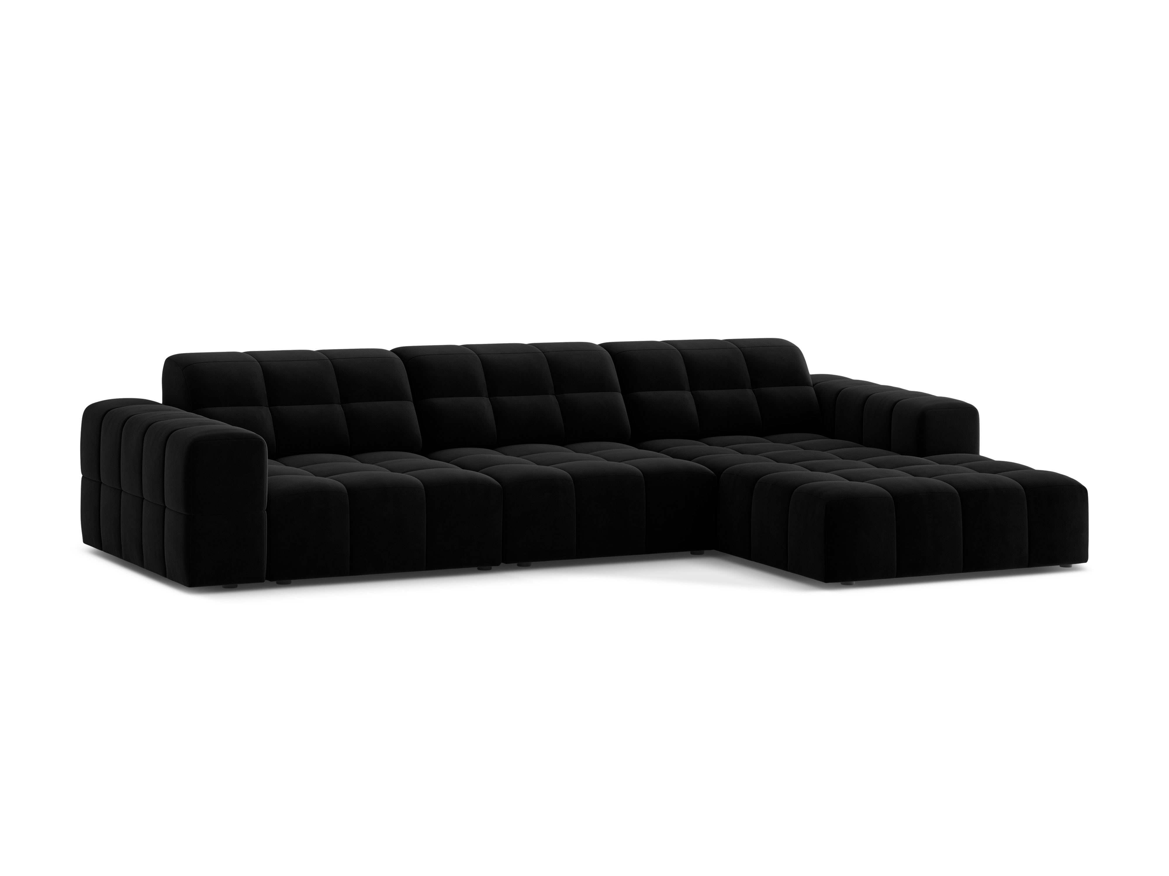 Rechtsseitige Samt-Ecke 4-Sitzer Chicago Black