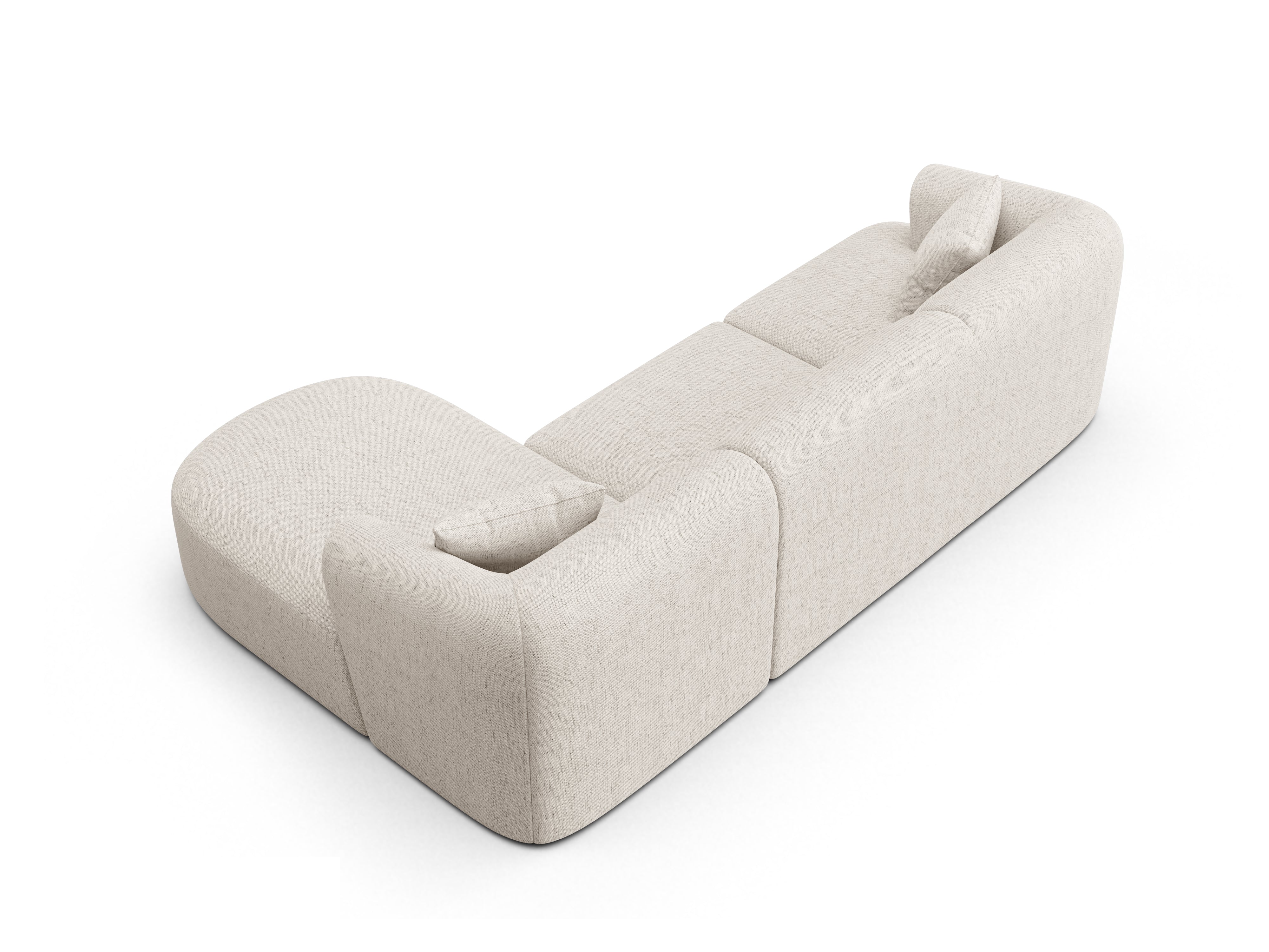 Rechtsseitige 4-Sitzer-Couch CAMPI in cremefarbenem Chenille