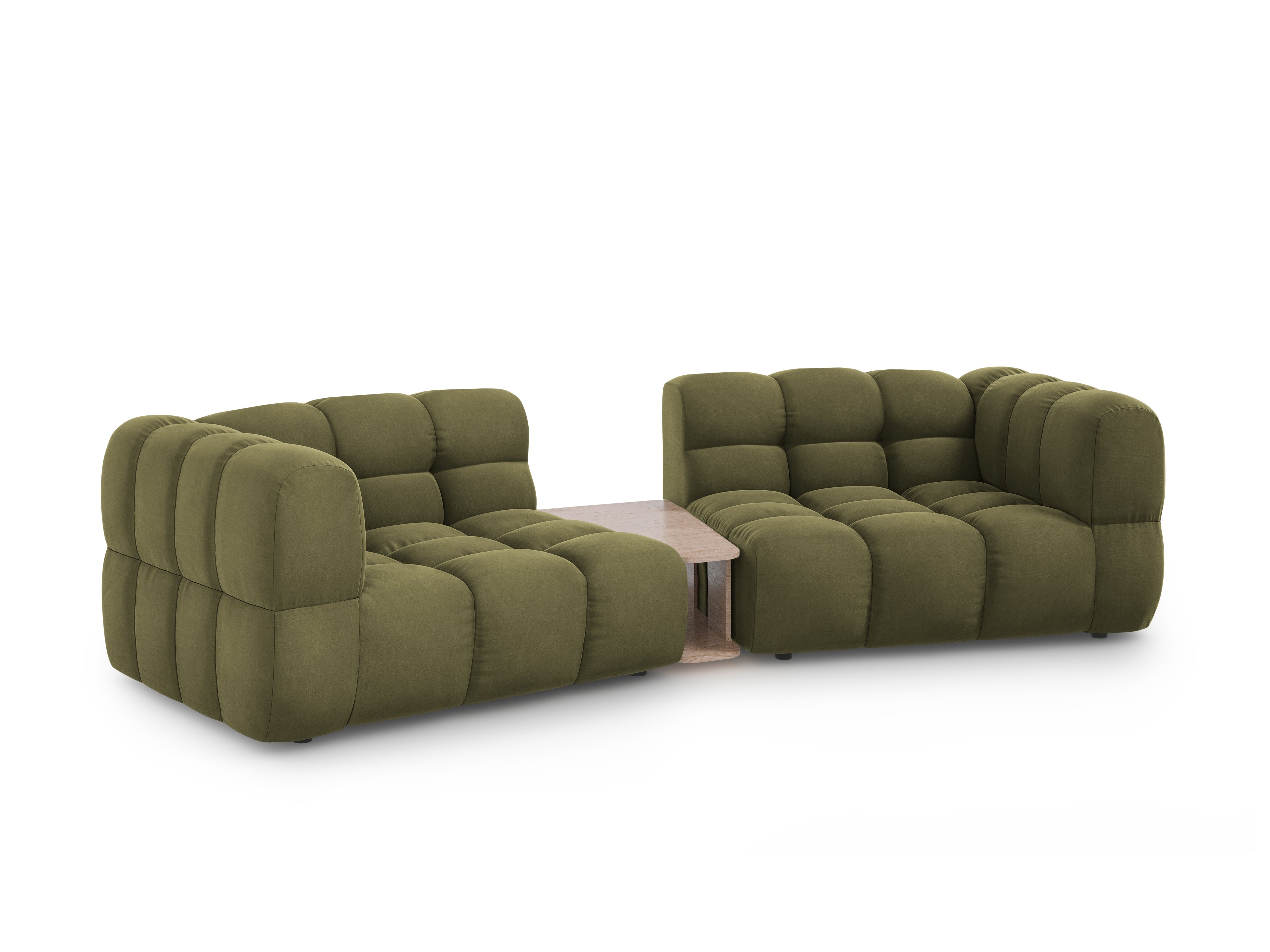 Sofa aksamitna 2-osobowa zaokrąglona ze stolikiem SKY jasnozielony Cosmopolitan Design    Eye on Design