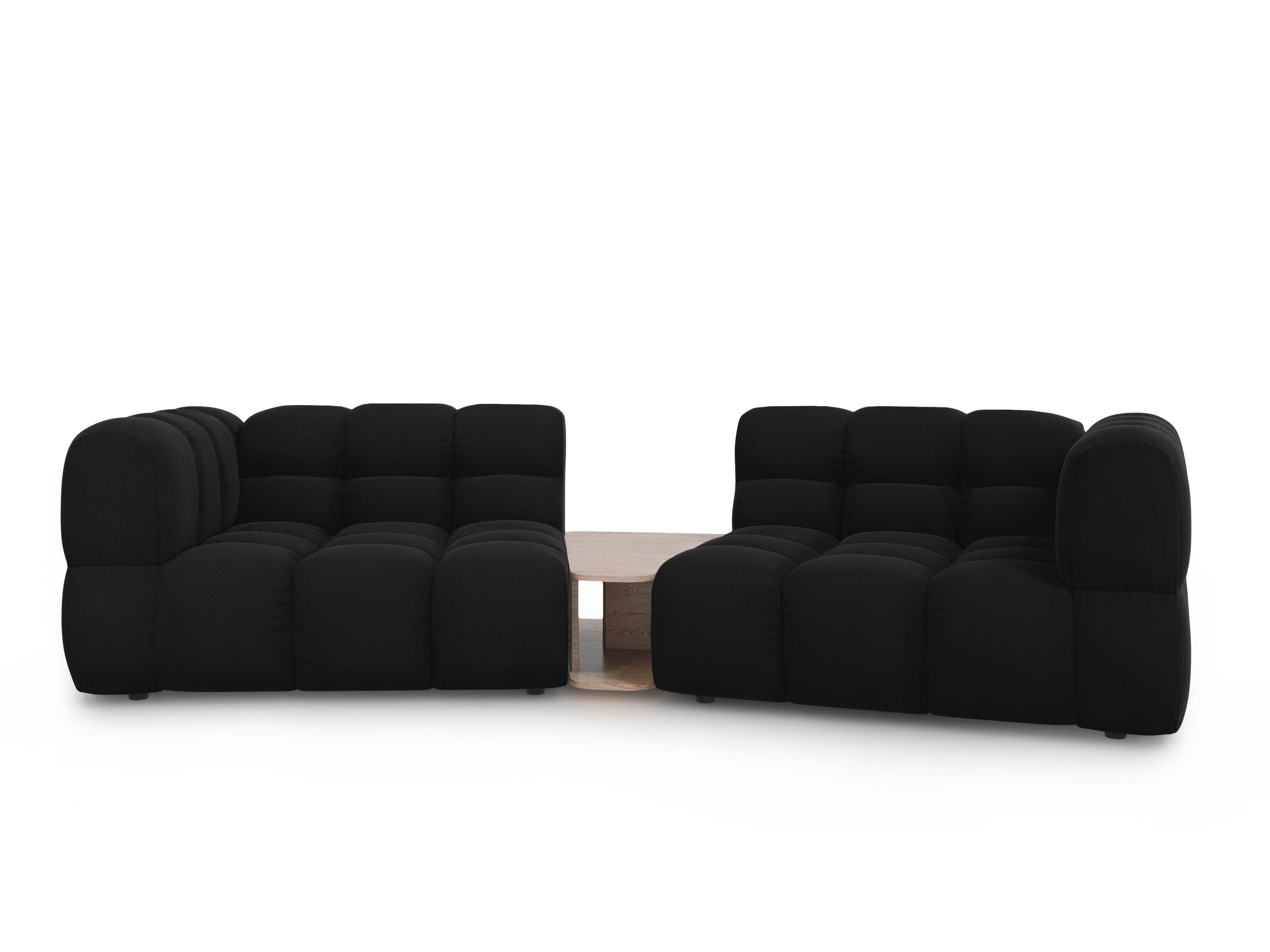 Sofa aksamitna 2-osobowa zaokrąglona ze stolikiem SKY czarny Cosmopolitan Design    Eye on Design