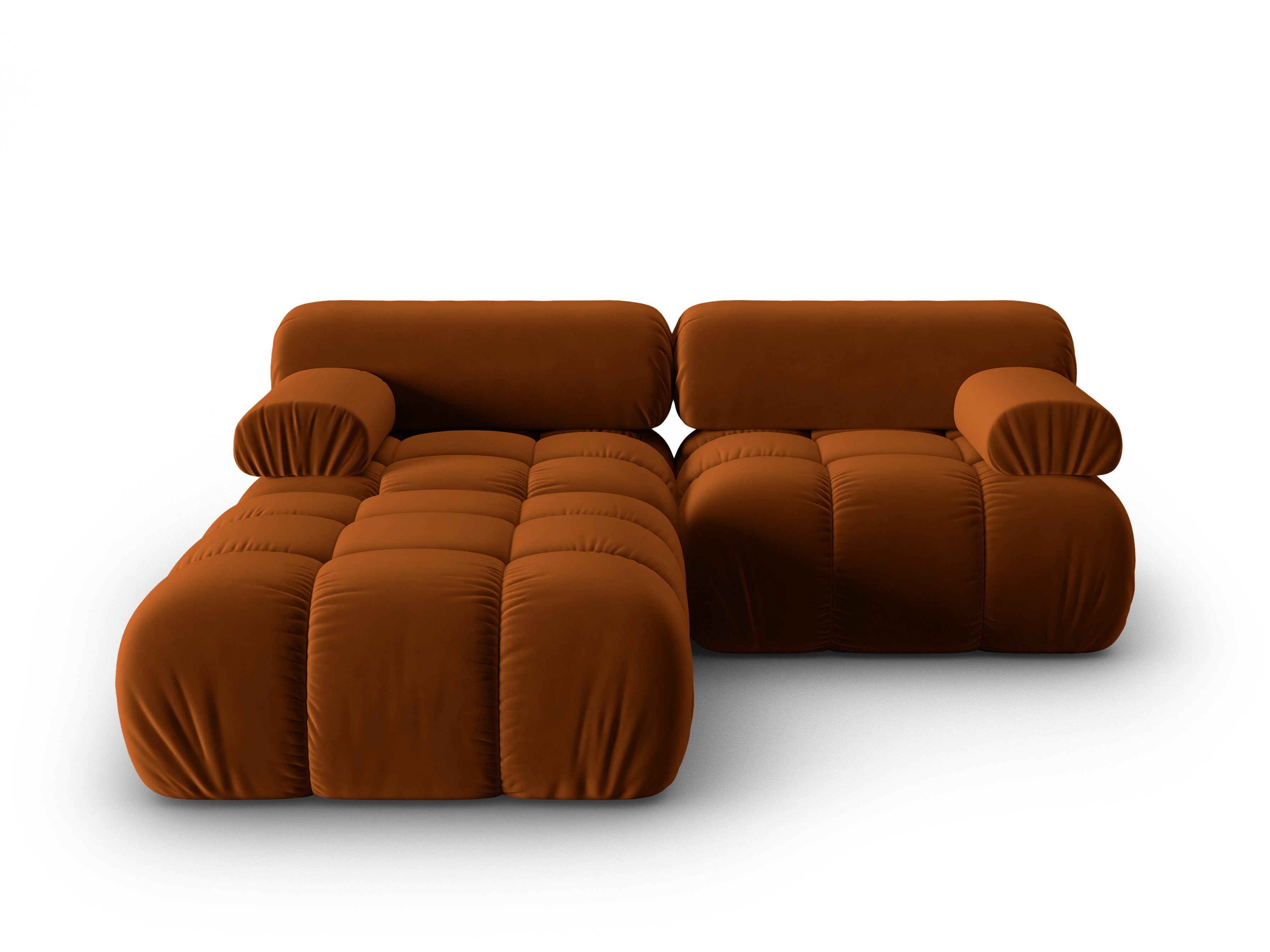 Samt-Ecksofa 3-Sitzer CORTINA ziegelrot
