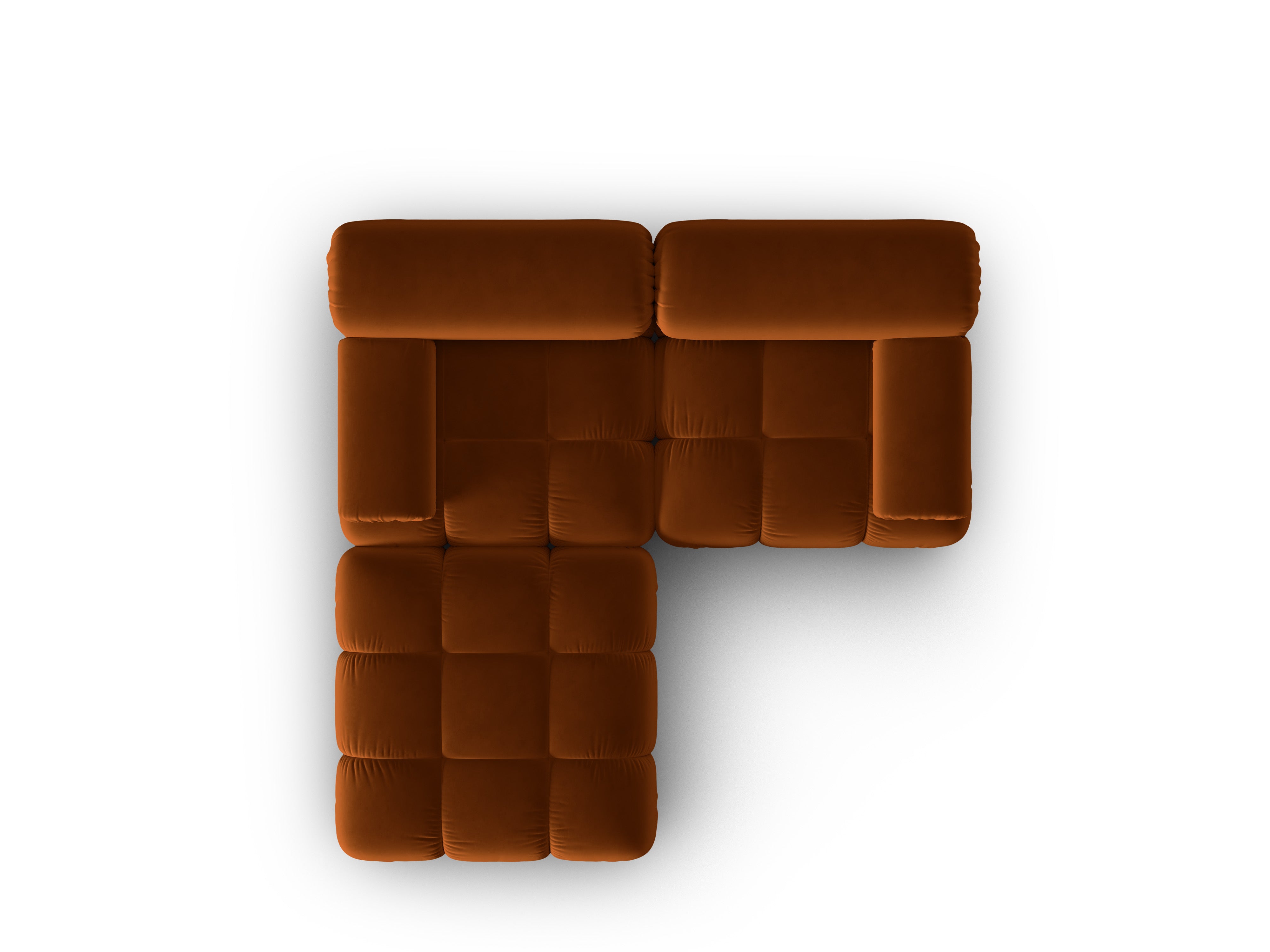 Samt-Ecksofa 3-Sitzer CORTINA ziegelrot